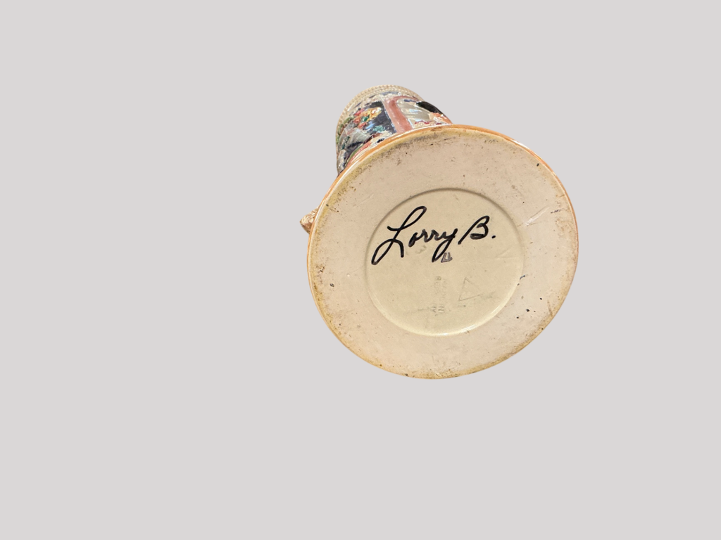 Ornate German Beer Stein with Pewter Lid – Hand-Painted Relief & Trophy Inscription