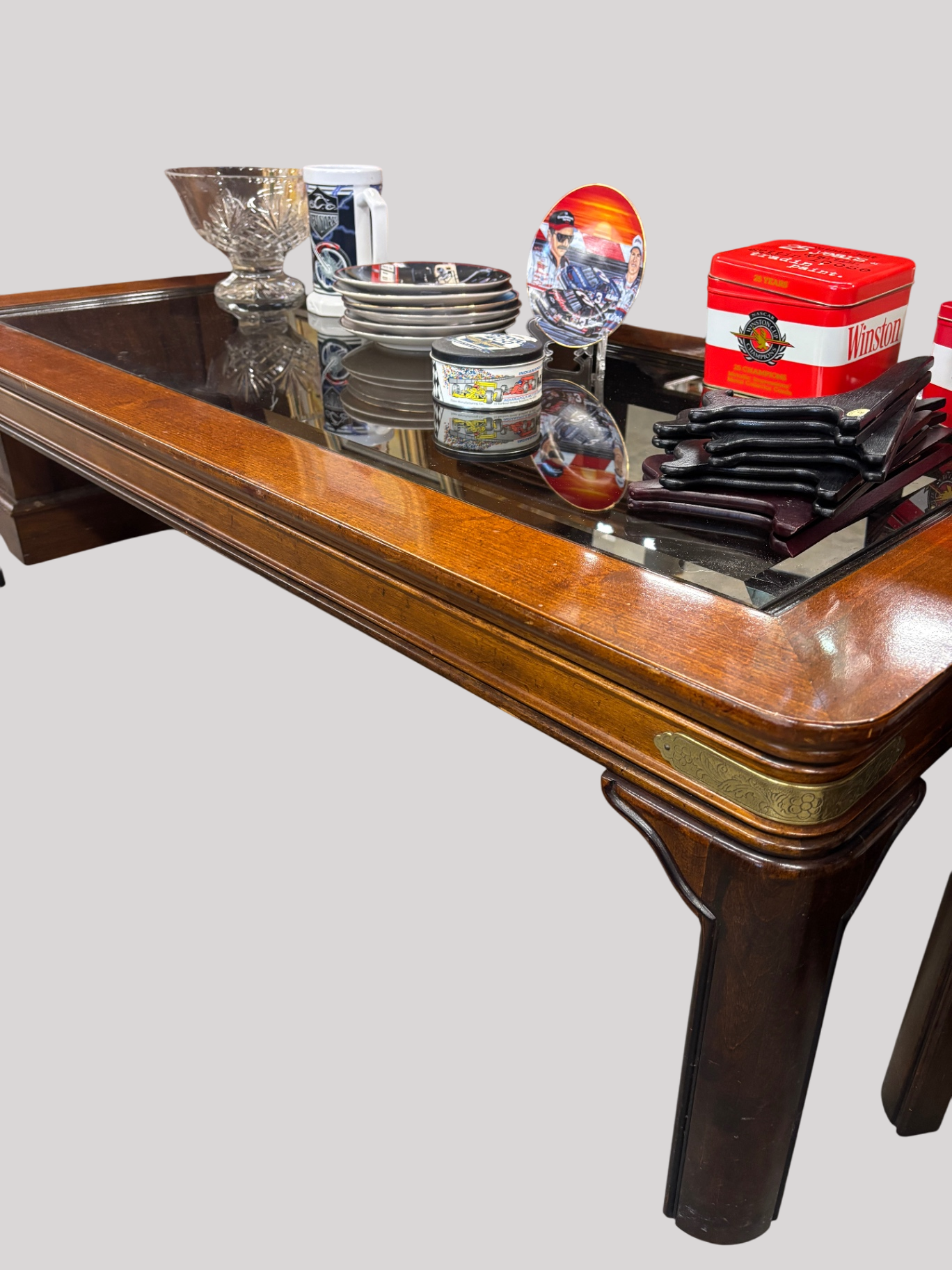 Sofa Table, Coffee Table, 2 Rolling Stools