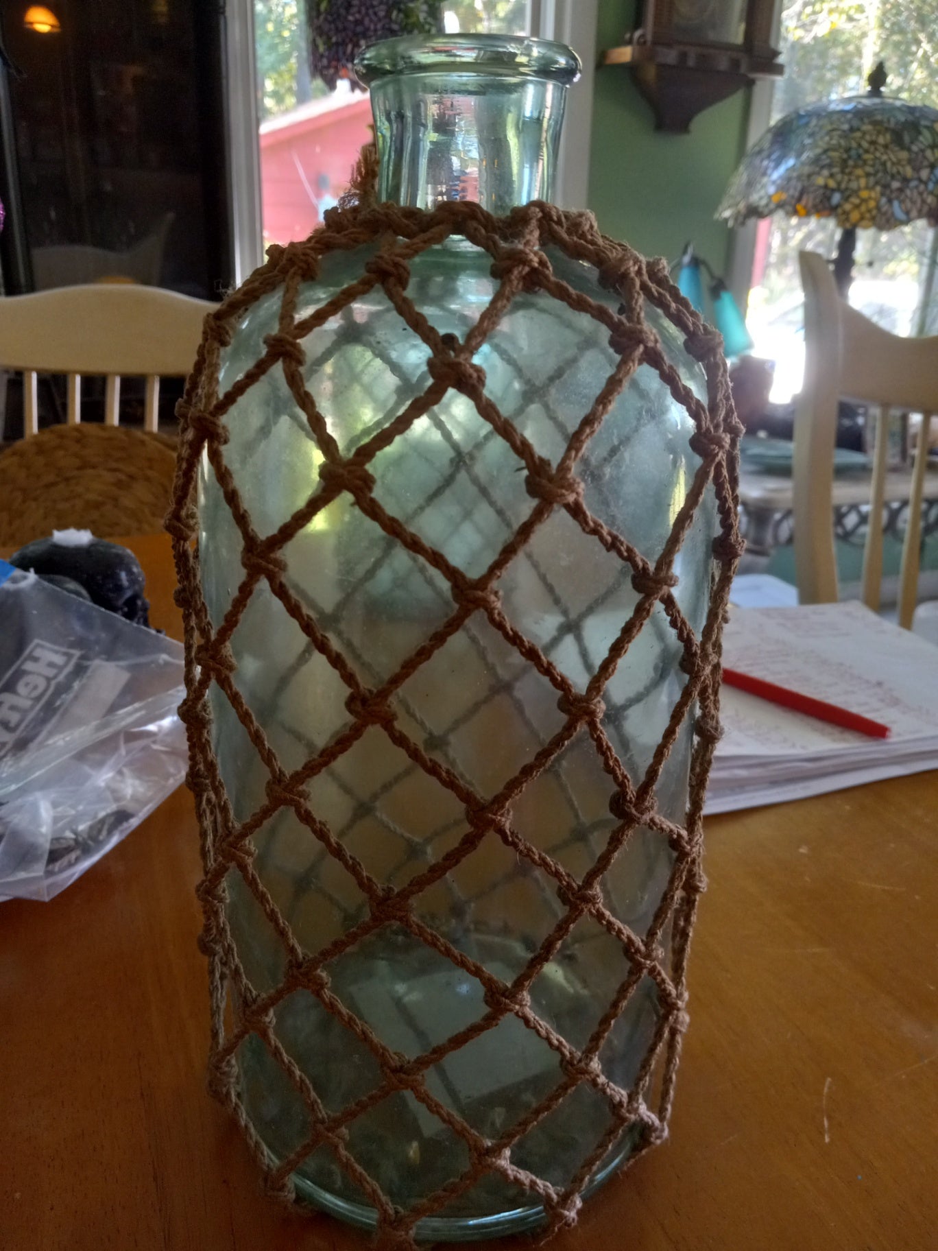 Glass fishing net bottle dsc