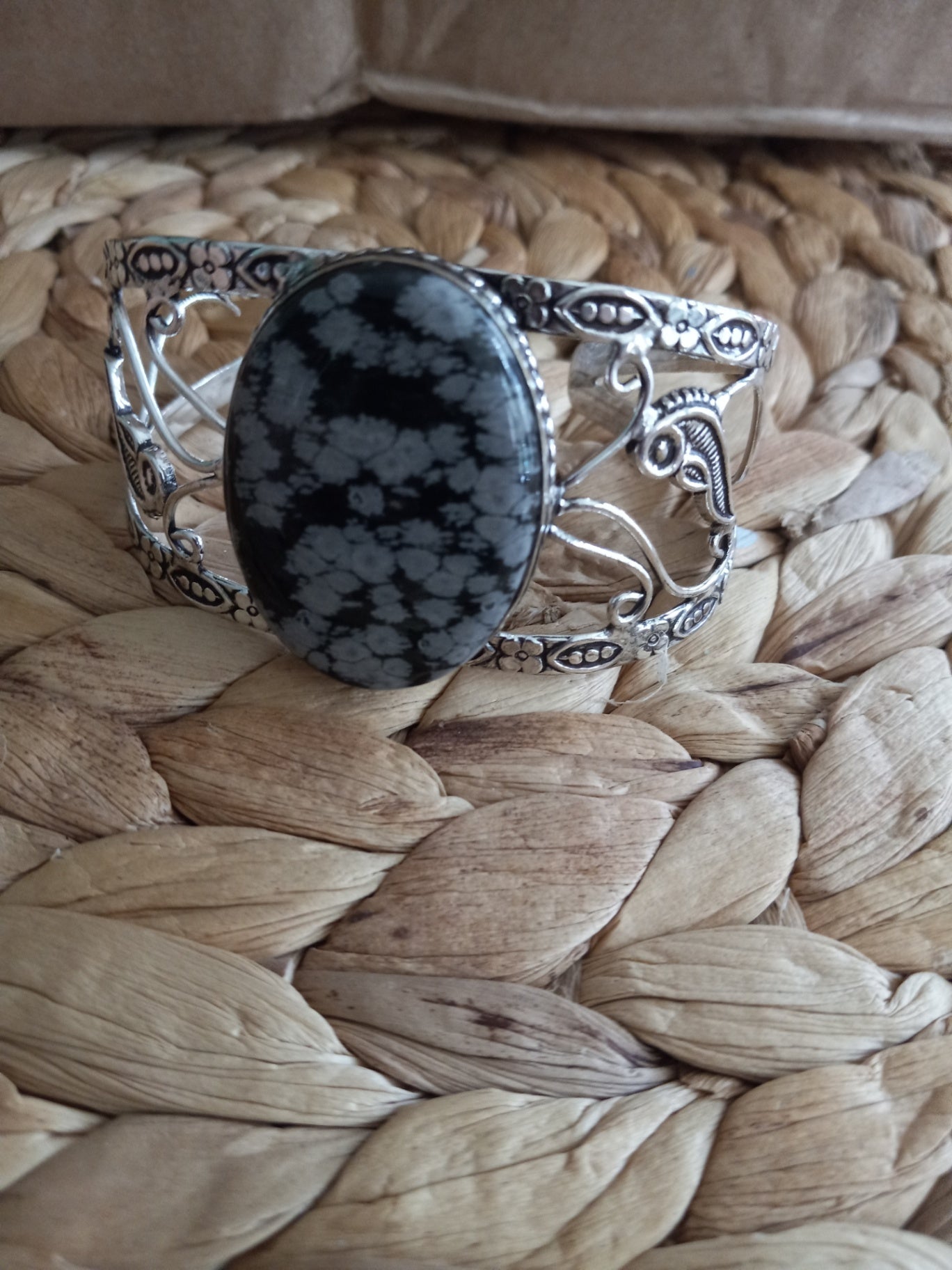 Bracelet cuff obsidian dsc
