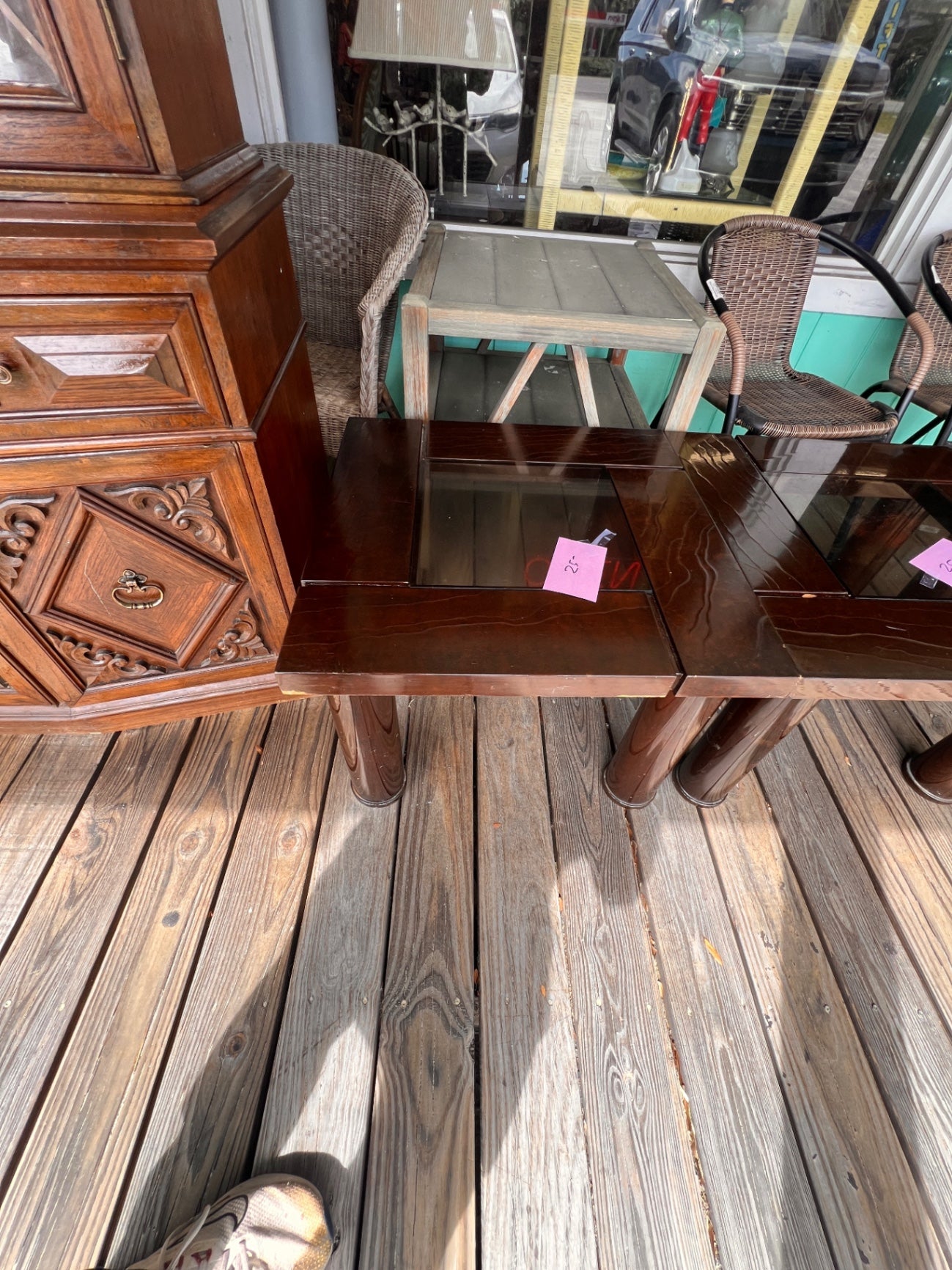 Glass And Wood Side Table