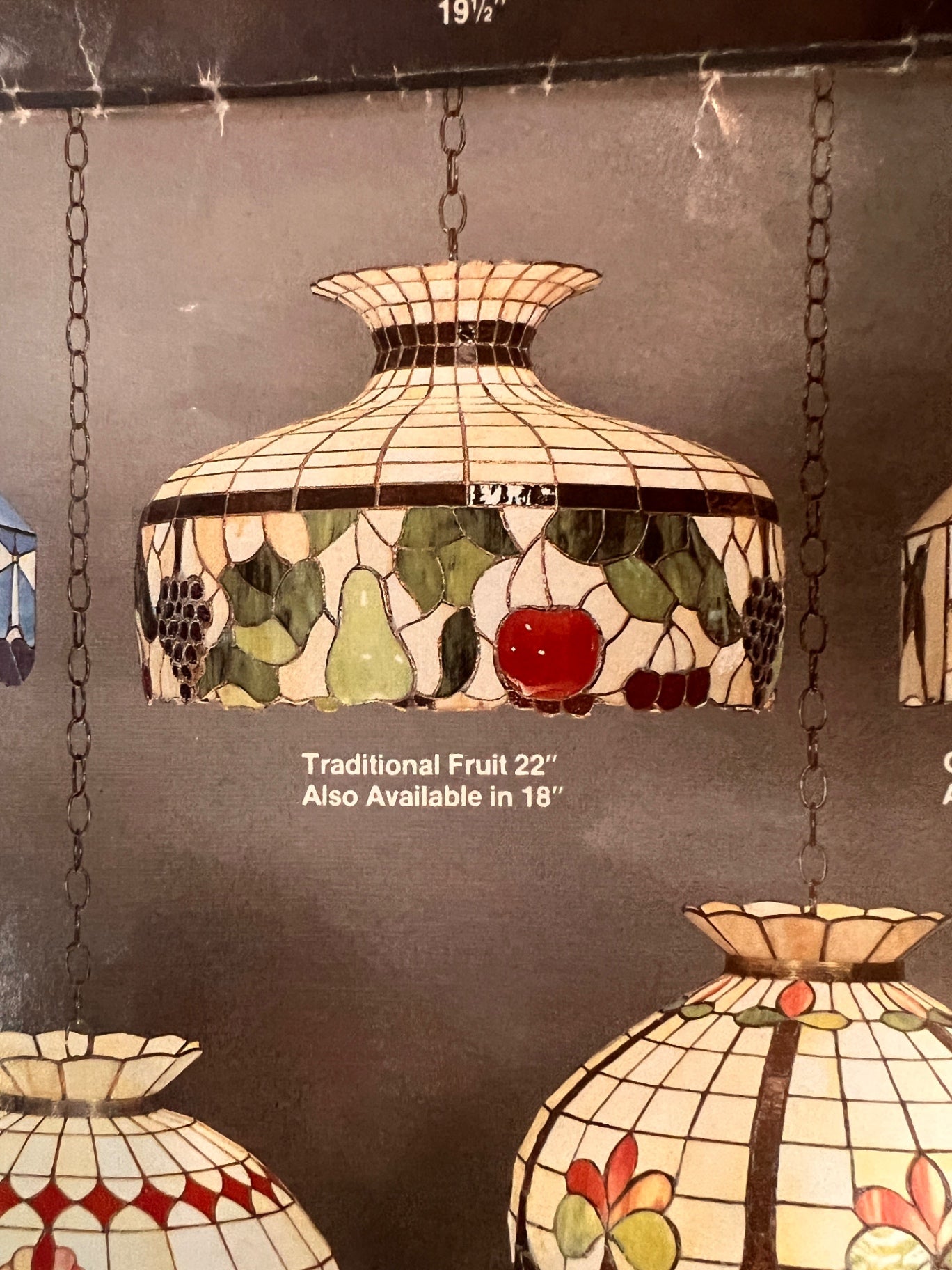 Glass Reflections Studios Tiffany Style Stained Glass Swag Lamp “Traditional Fruit” – Handcrafted Pennsylvania