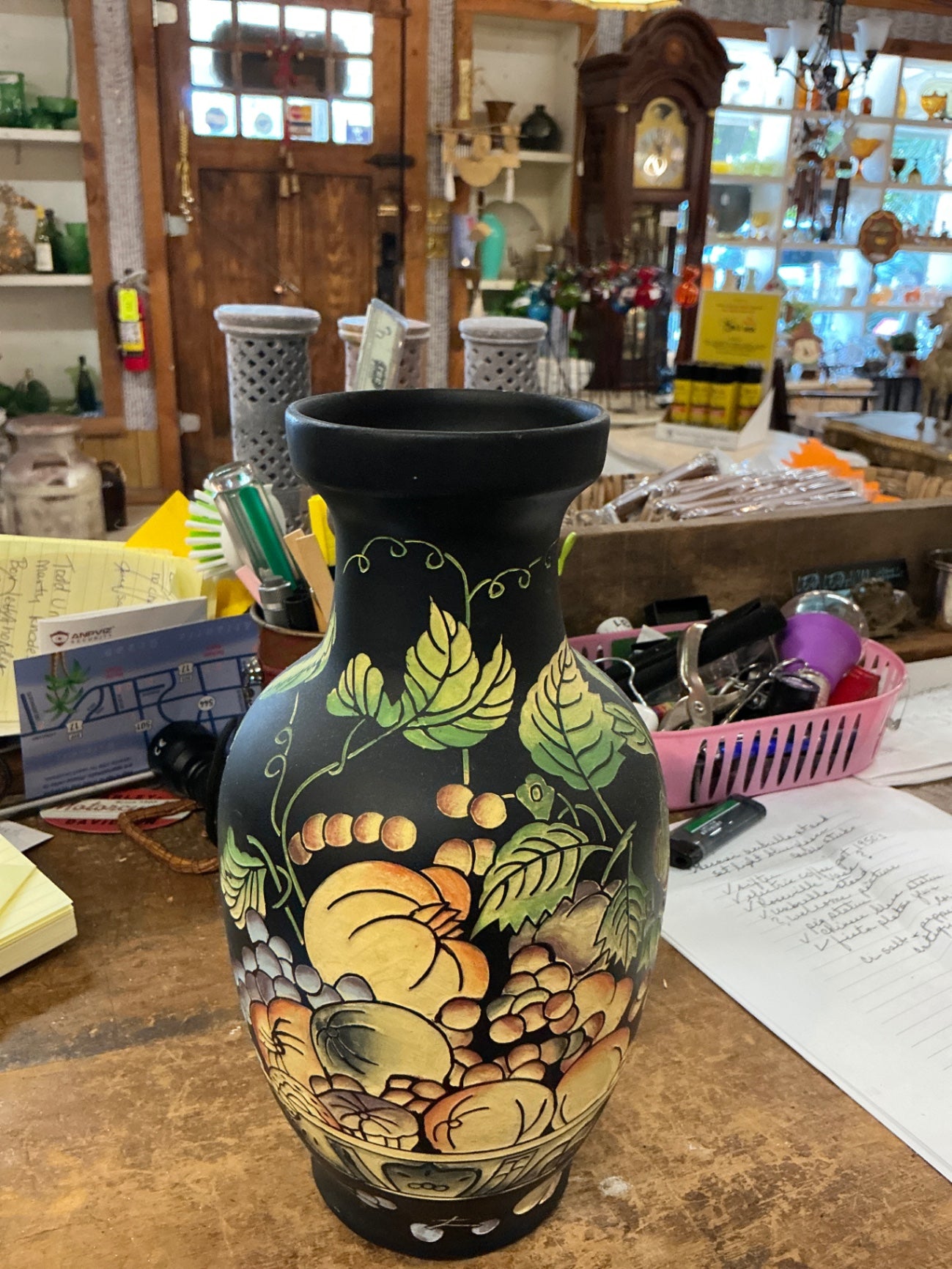 Vase; pottery (black)