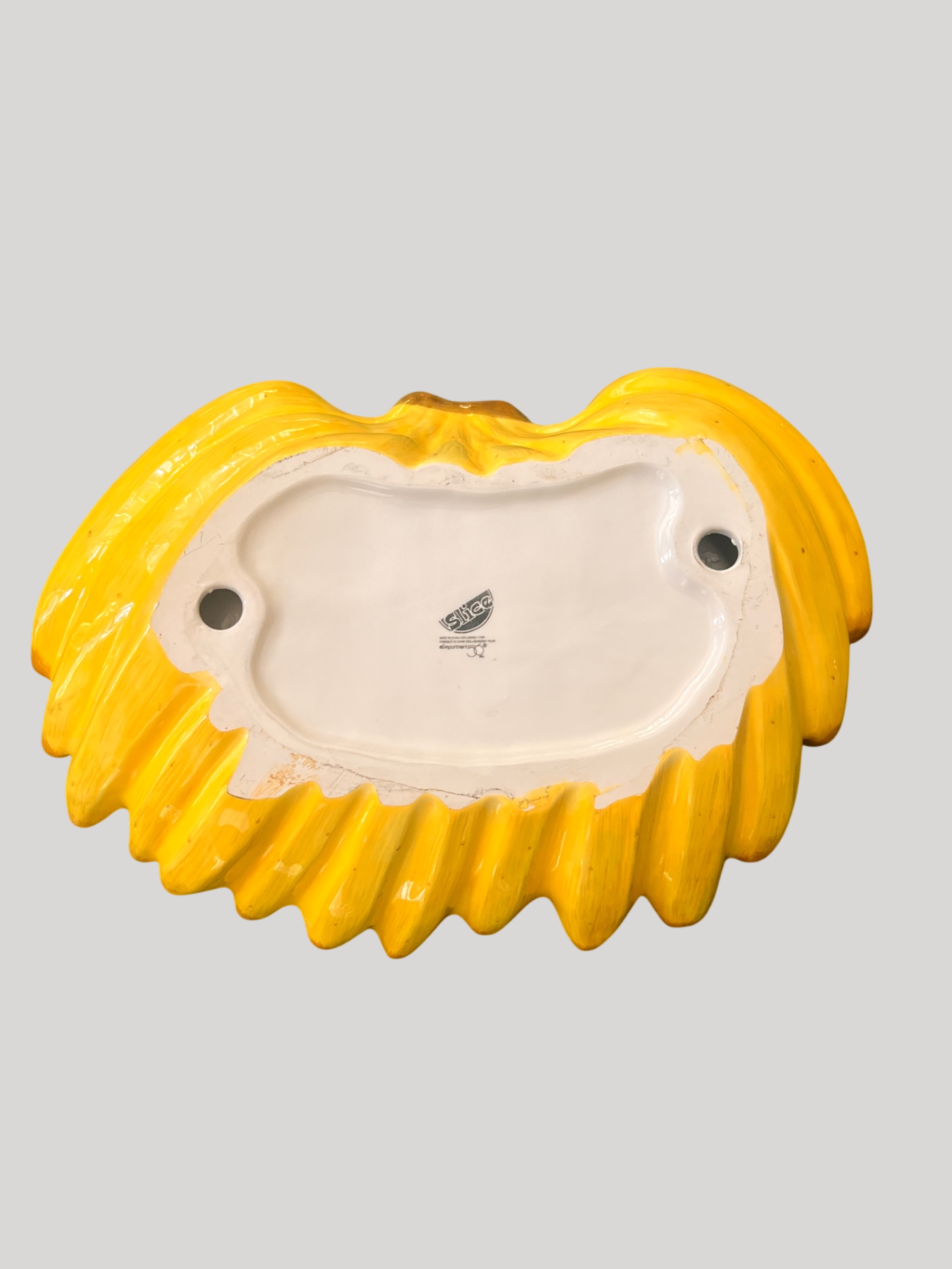 Department 56 Slice Collection Yellow Ceramic Serving Dish – Shell Leaf Design