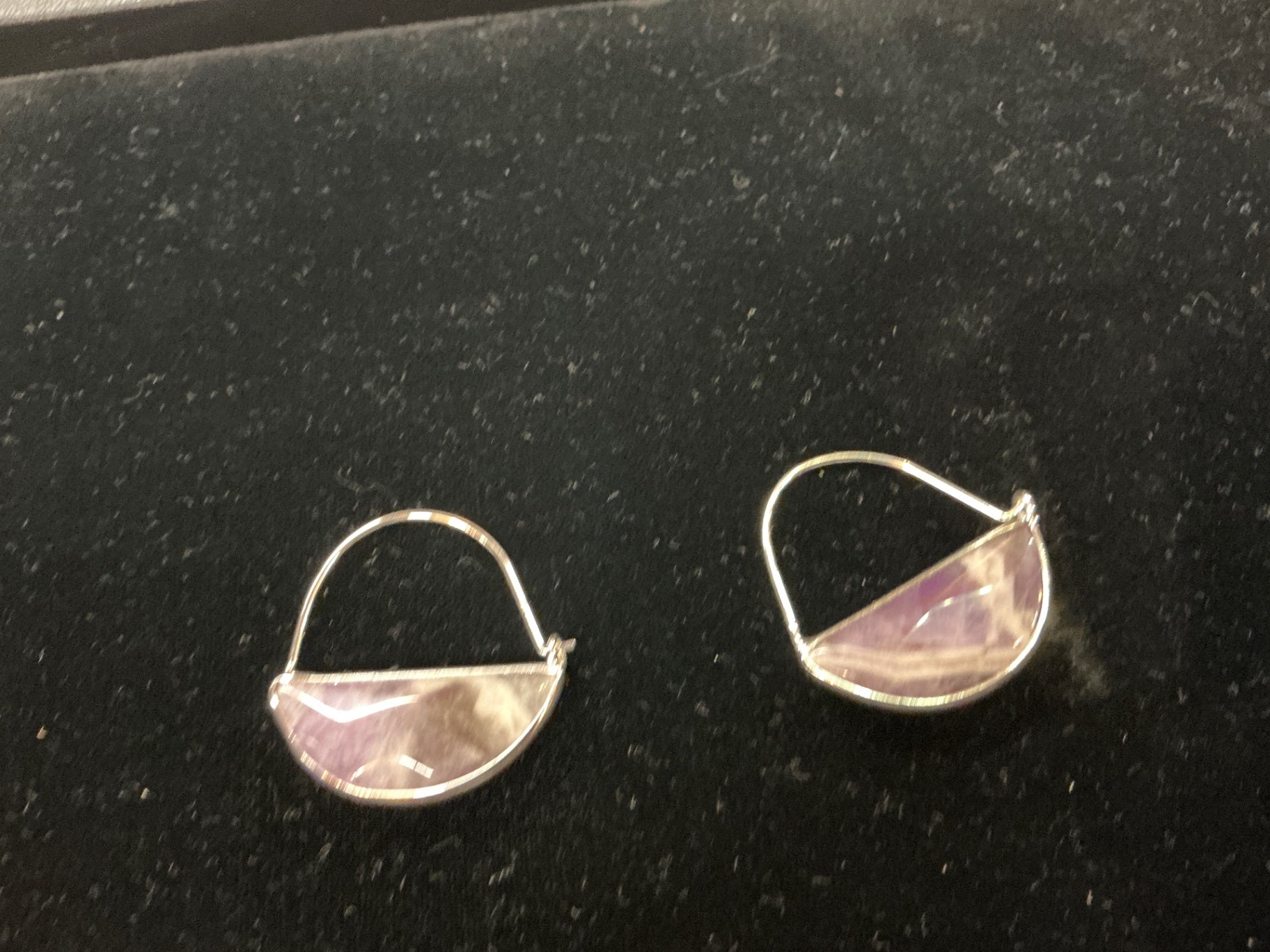 Sterling Silver and Amethyst Half-Moon Hoop Earrings