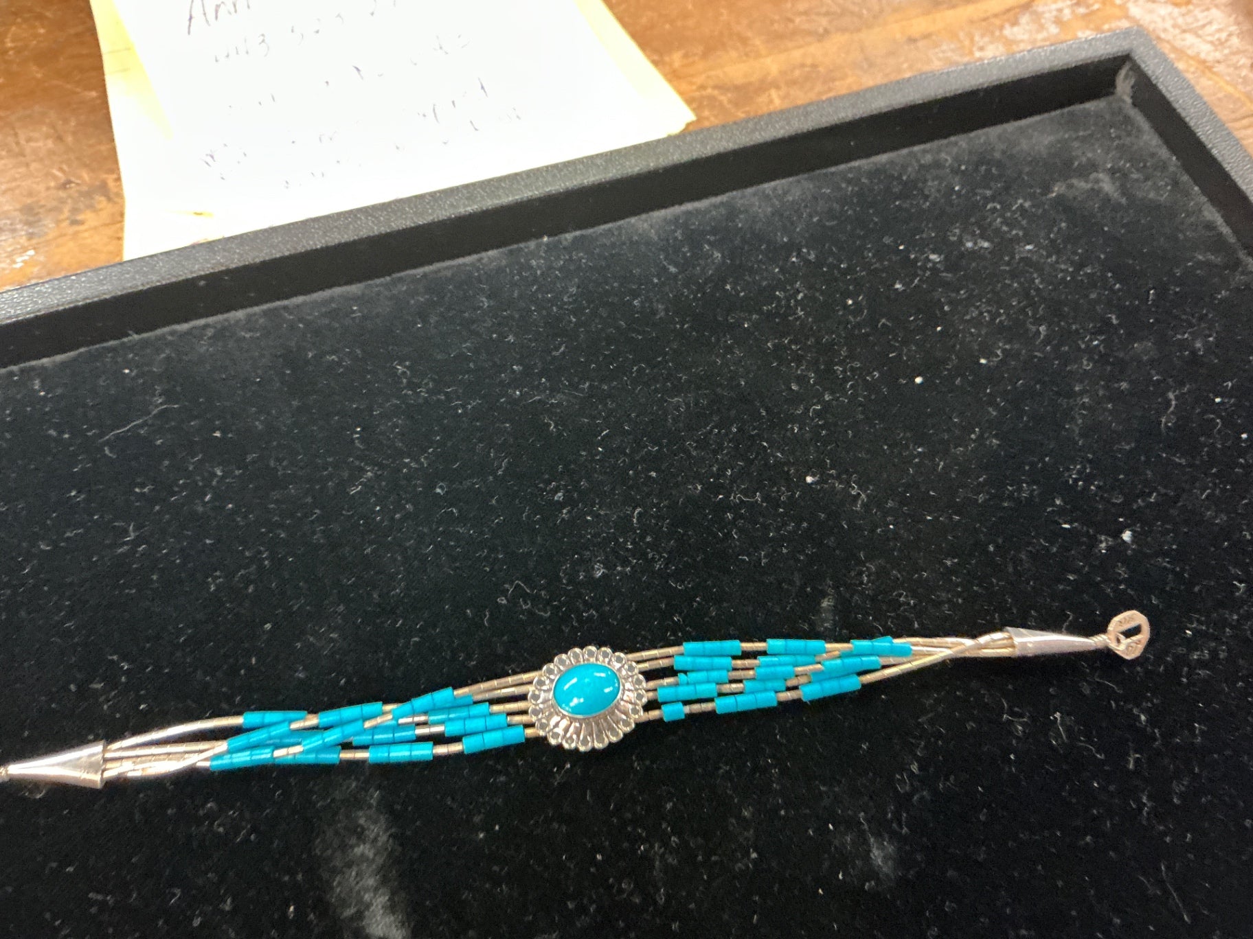 Navajo Sterling Silver Multi-Strand Turquoise Heishi and Oval Cabochon Bracelet