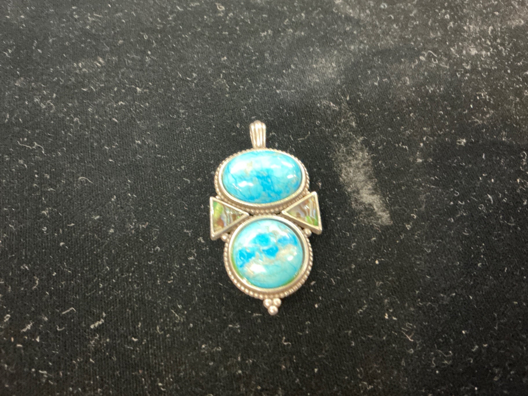 Sterling Silver Double Larimar and Peridot Accent Pendant