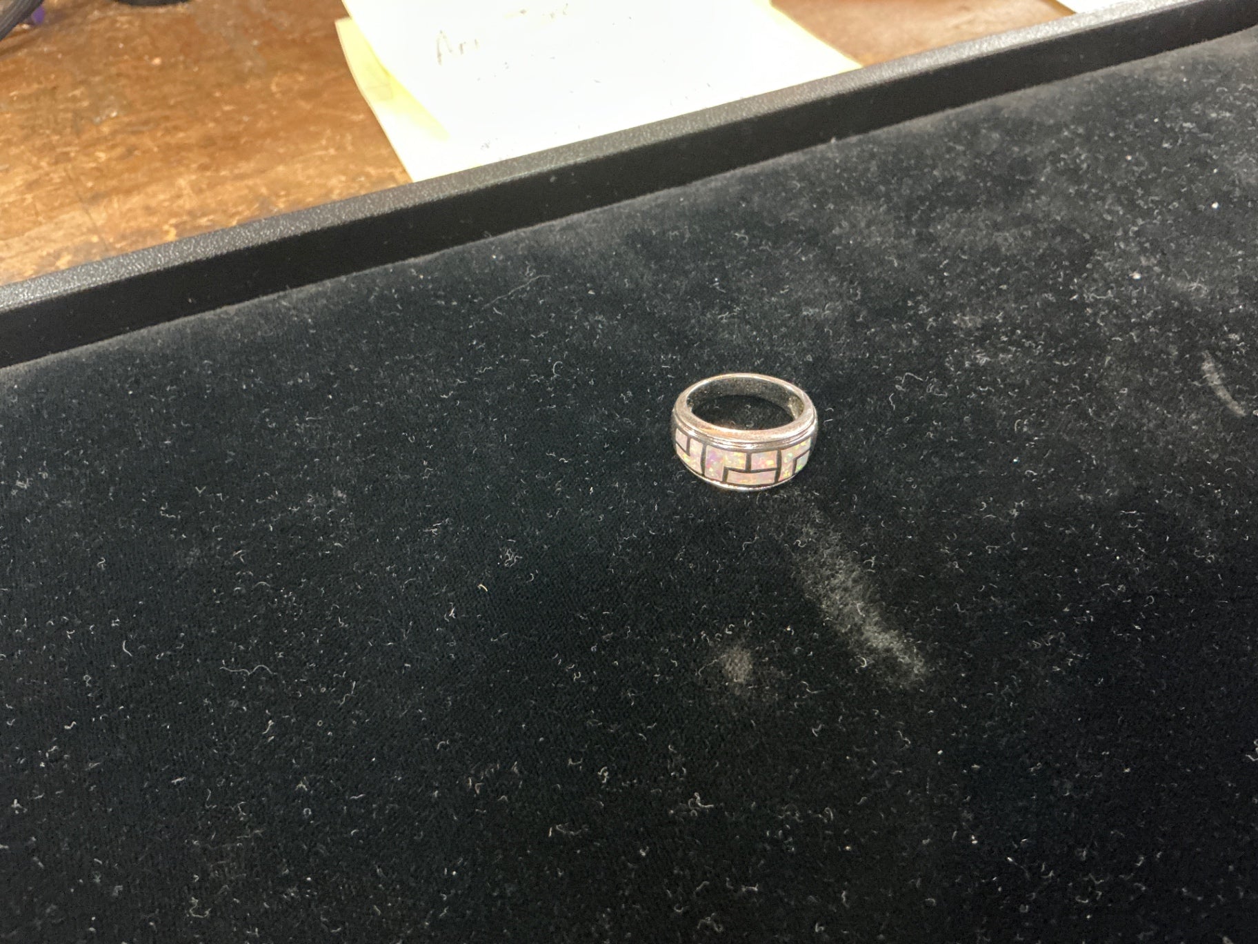Sterling Silver Opal Inlay Band Ring