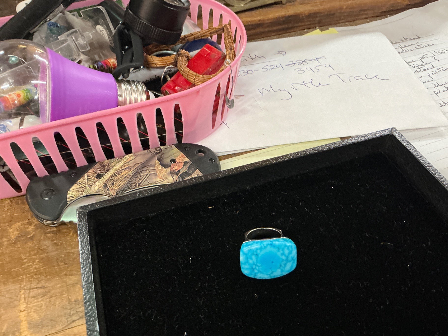 Vintage Sterling Silver and Spiderweb Turquoise Statement Ring