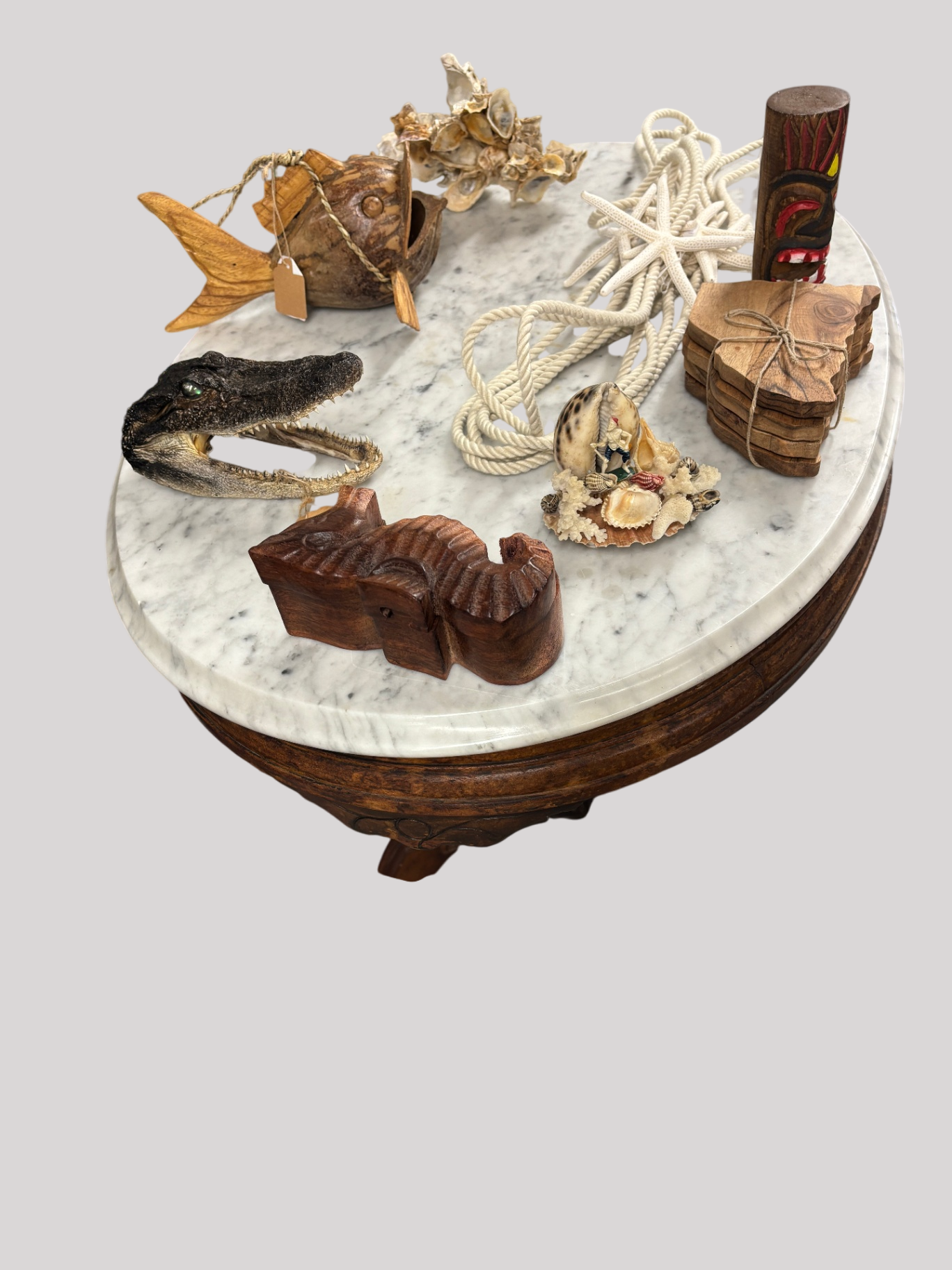 Marble Round table on wheels