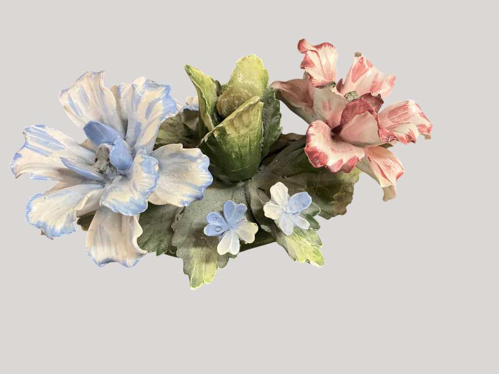 Capodimonte Italy Hand-Painted Porcelain Floral Bouquet Centerpiece