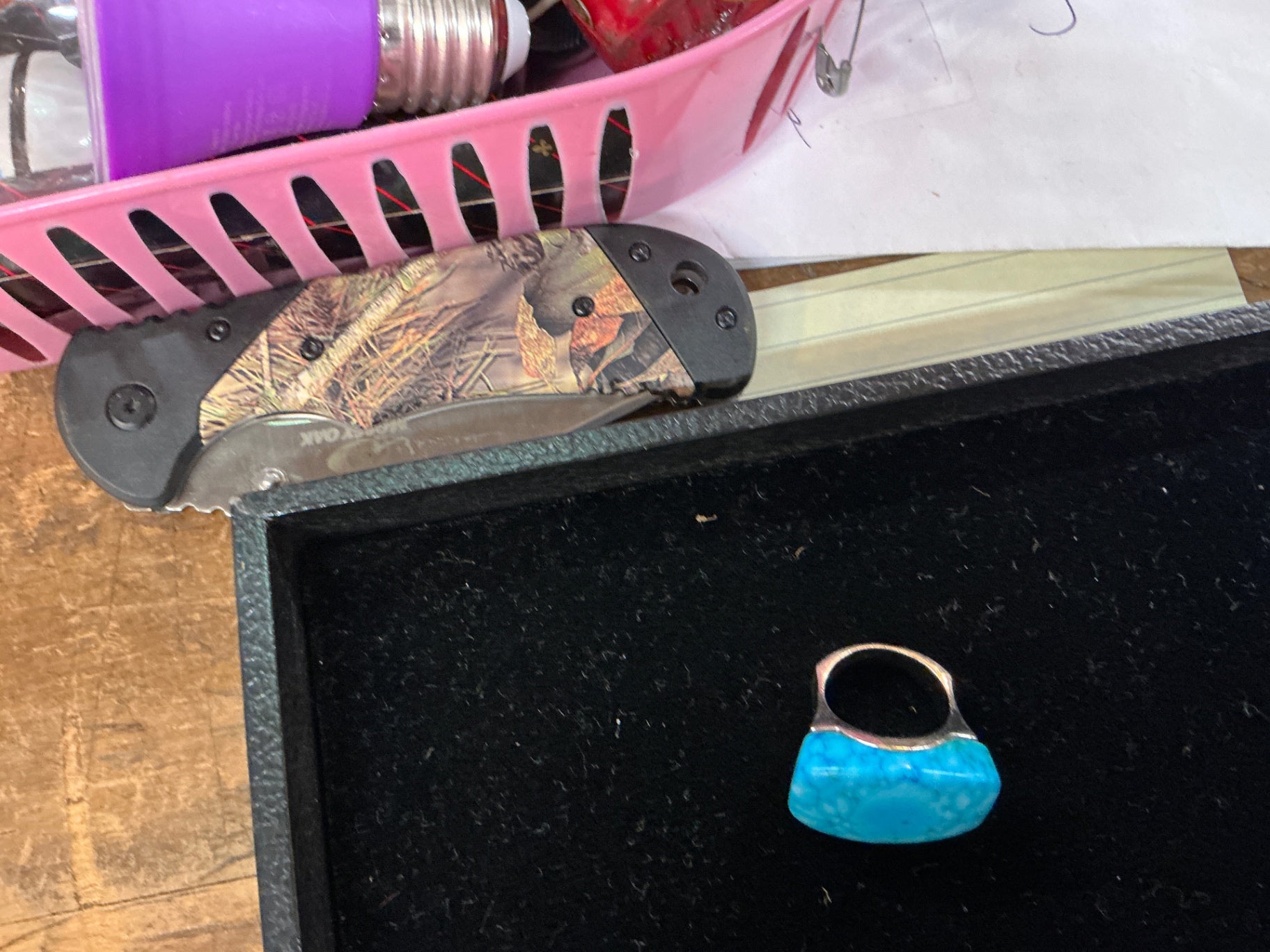 Vintage Sterling Silver and Spiderweb Turquoise Statement Ring