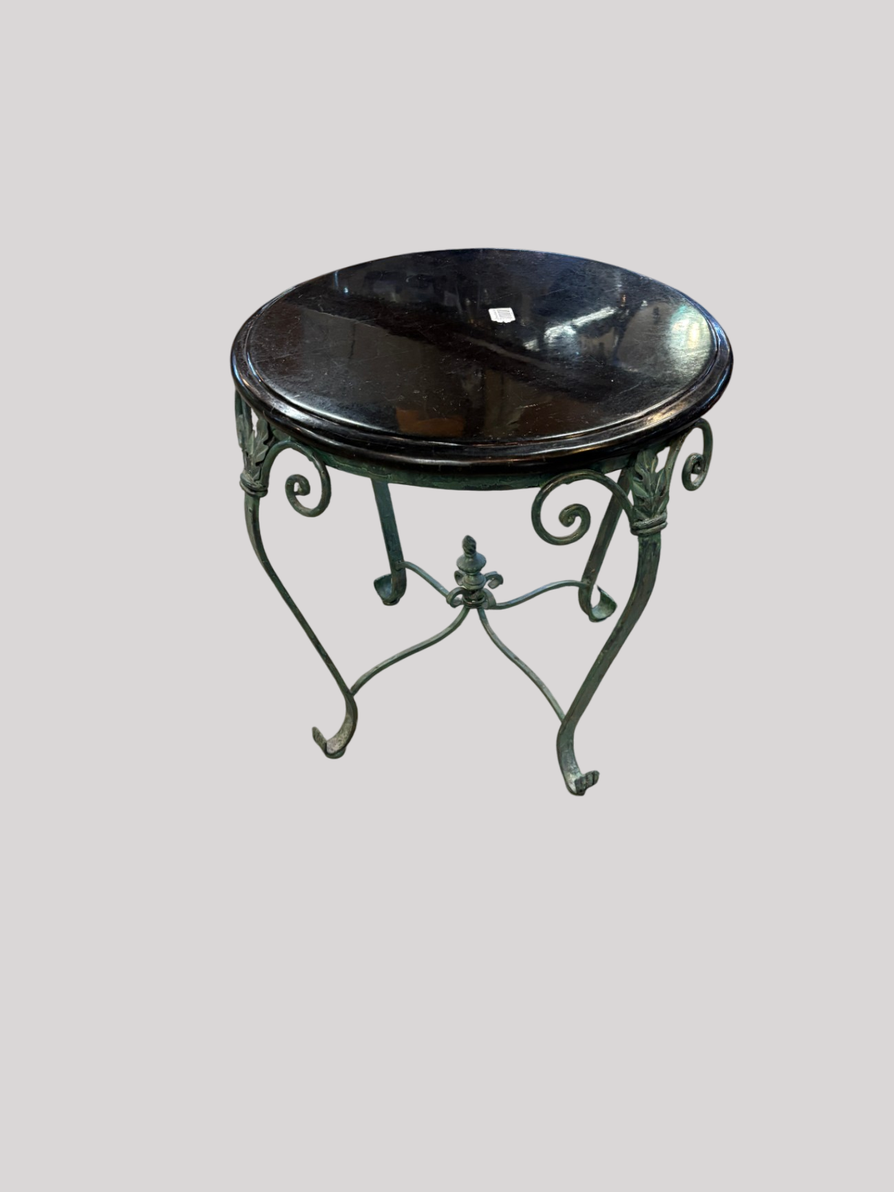 Cast Iron and Black Marble Table