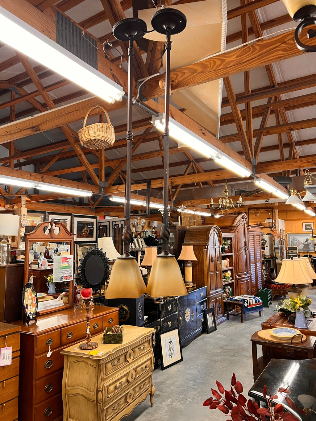 Pair Of Bronze Pendant Fixtures