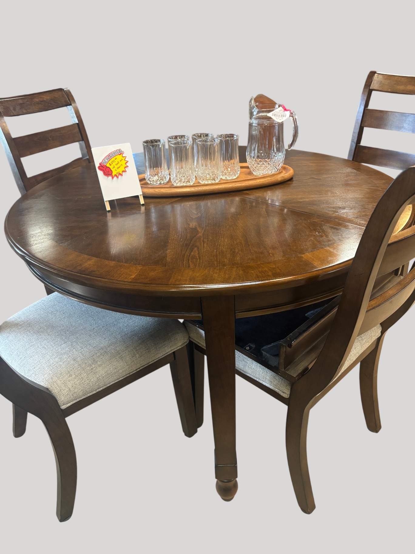 Wood Dining Table with Leaf and 4 Chairs
