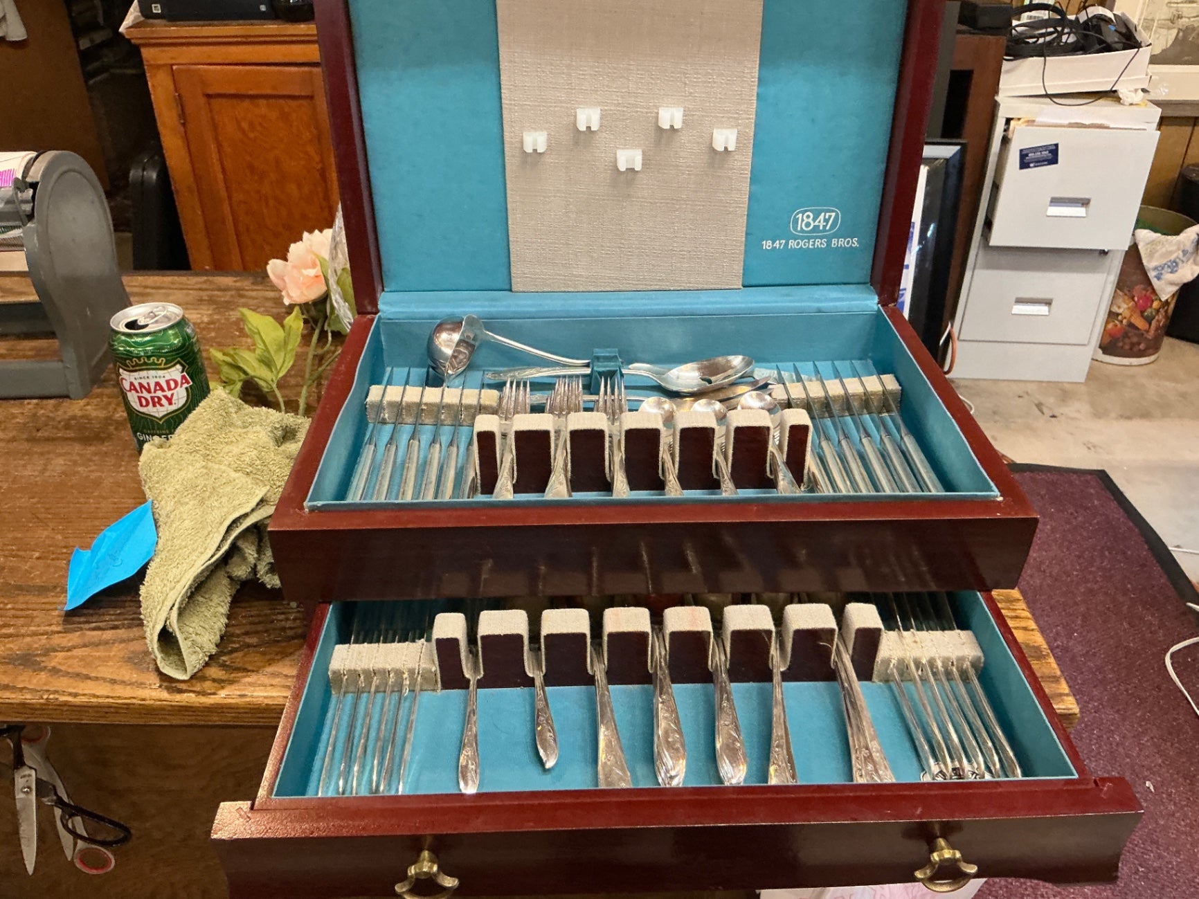 1847 Rogers Bros. Silver-Plated Flatware Set in Wood Chest