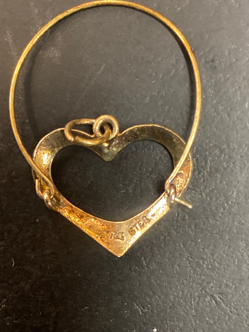 Vintage Sterling Heart Charm Holder Pendant HHH