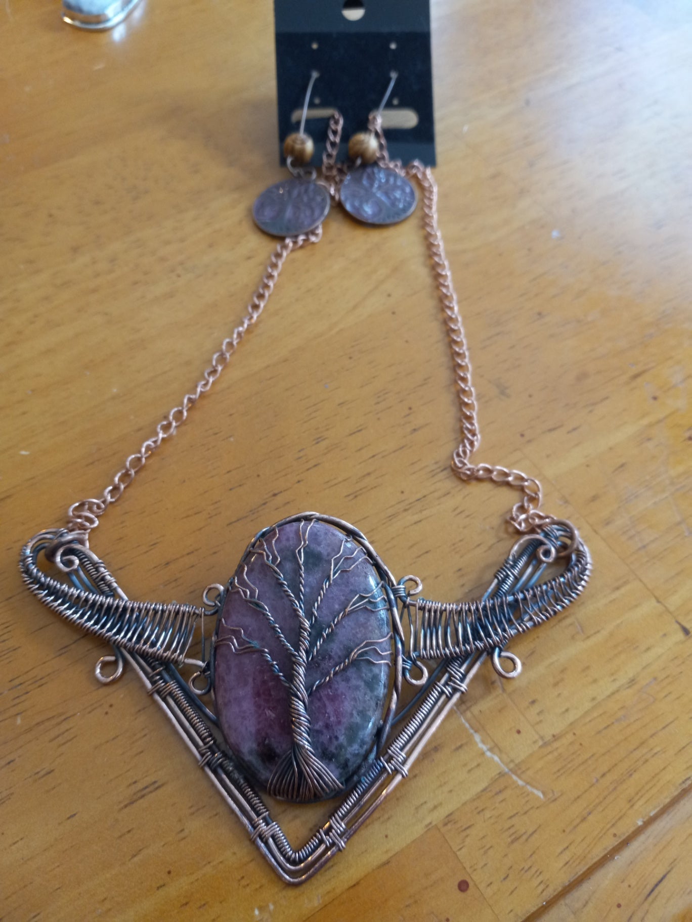 Copper necklace n earrings dsc 