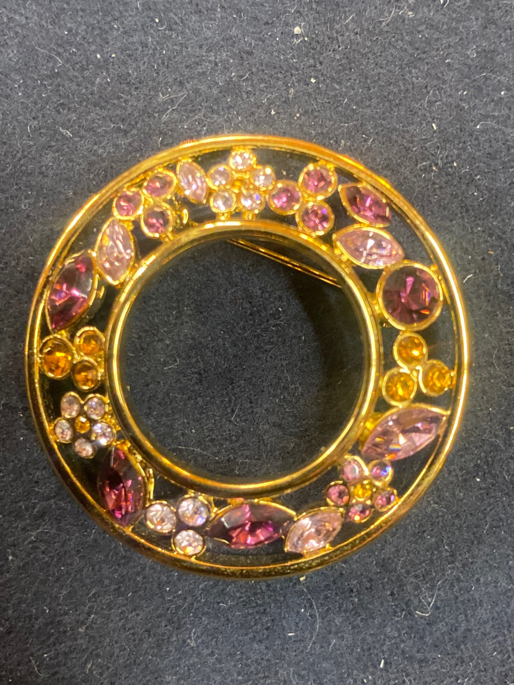 Nolan Miller Lavender Yellow Gold tone Brooch HHH