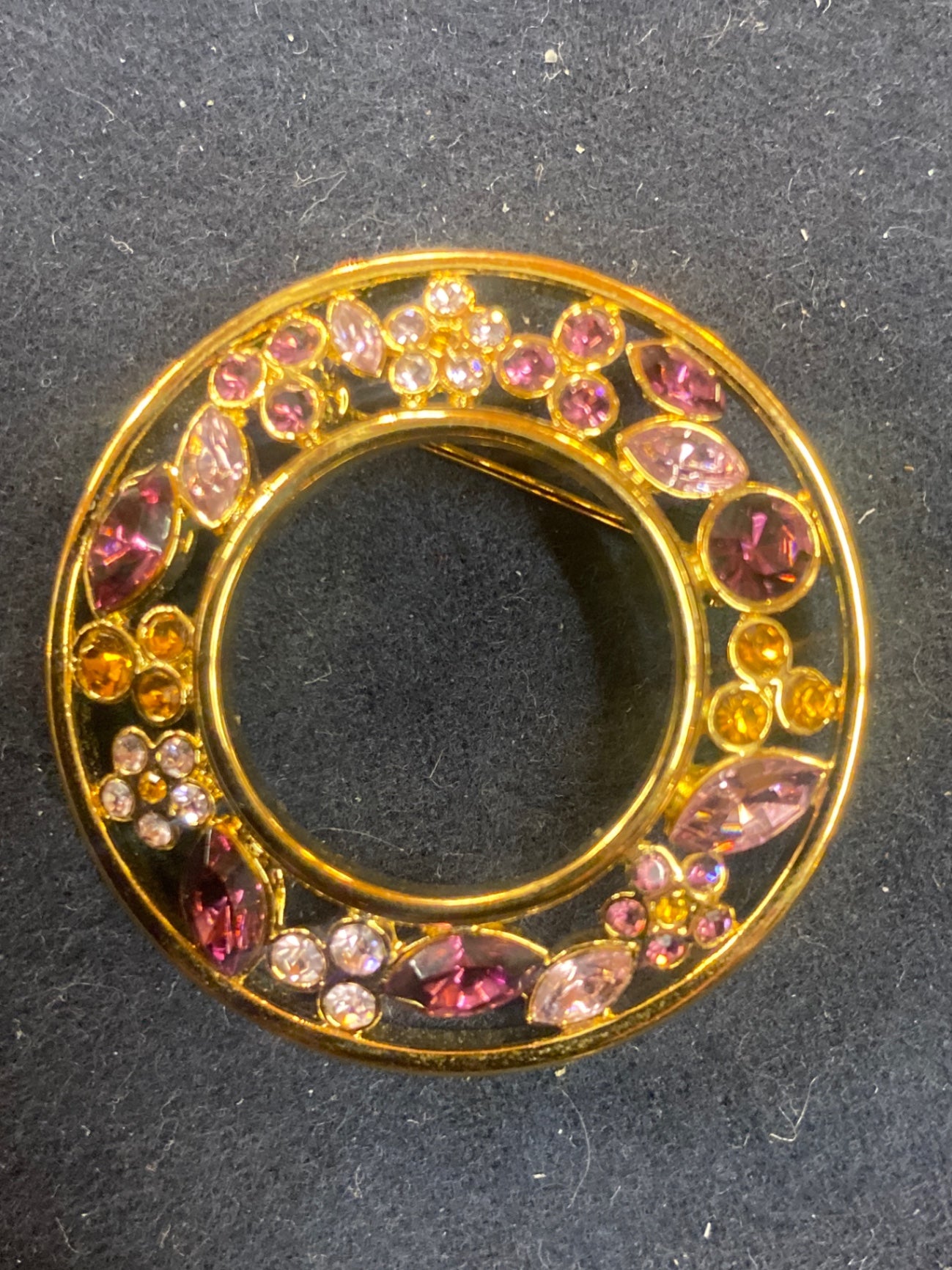 Nolan Miller Lavender Yellow Gold tone Brooch HHH