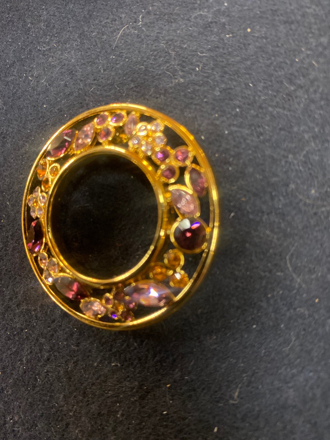 Nolan Miller Lavender Yellow Gold tone Brooch HHH