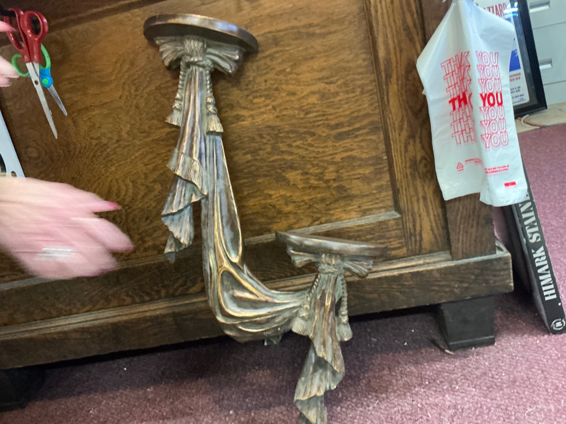 Vintage Rococo-Style Draped Wall Shelf – Gilded Resin or Plaster