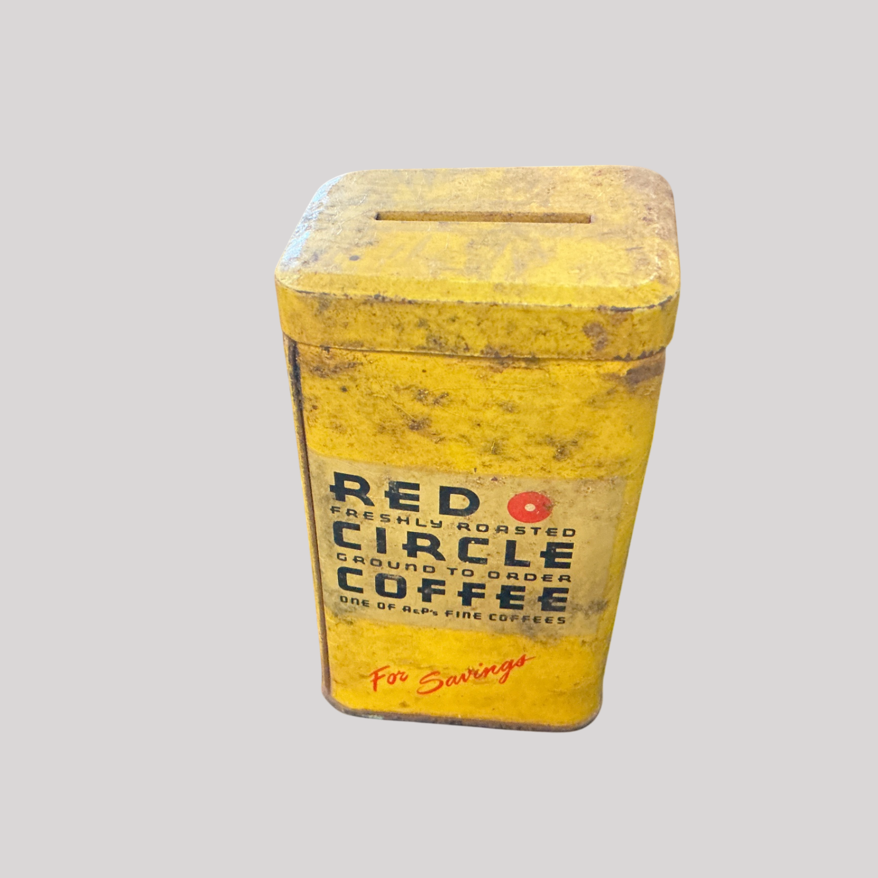 Vintage A&P “Red Circle Coffee” Tin Bank – Advertising Premium