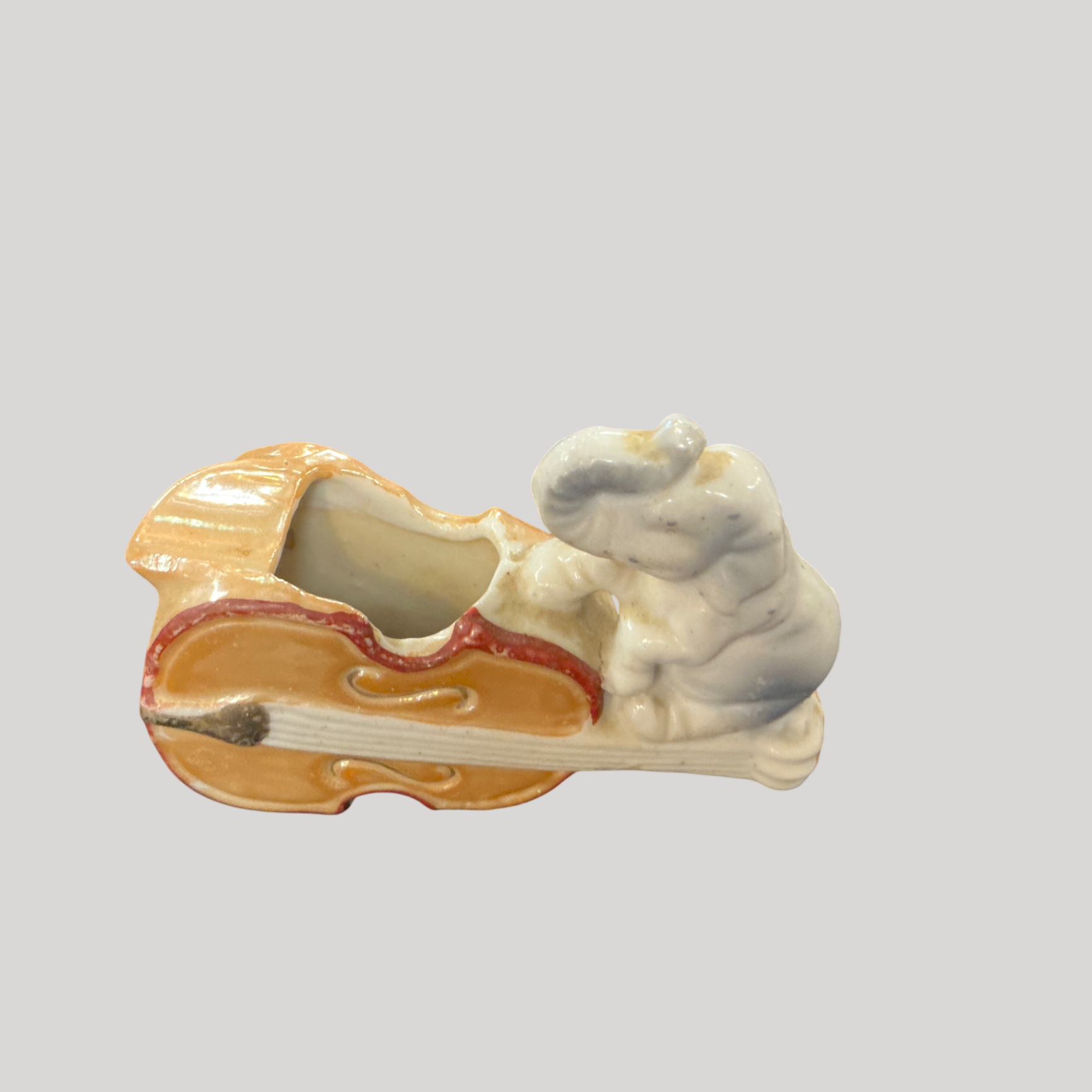 Vintage “Japan” Porcelain Elephant Playing Cello Figurine Planter