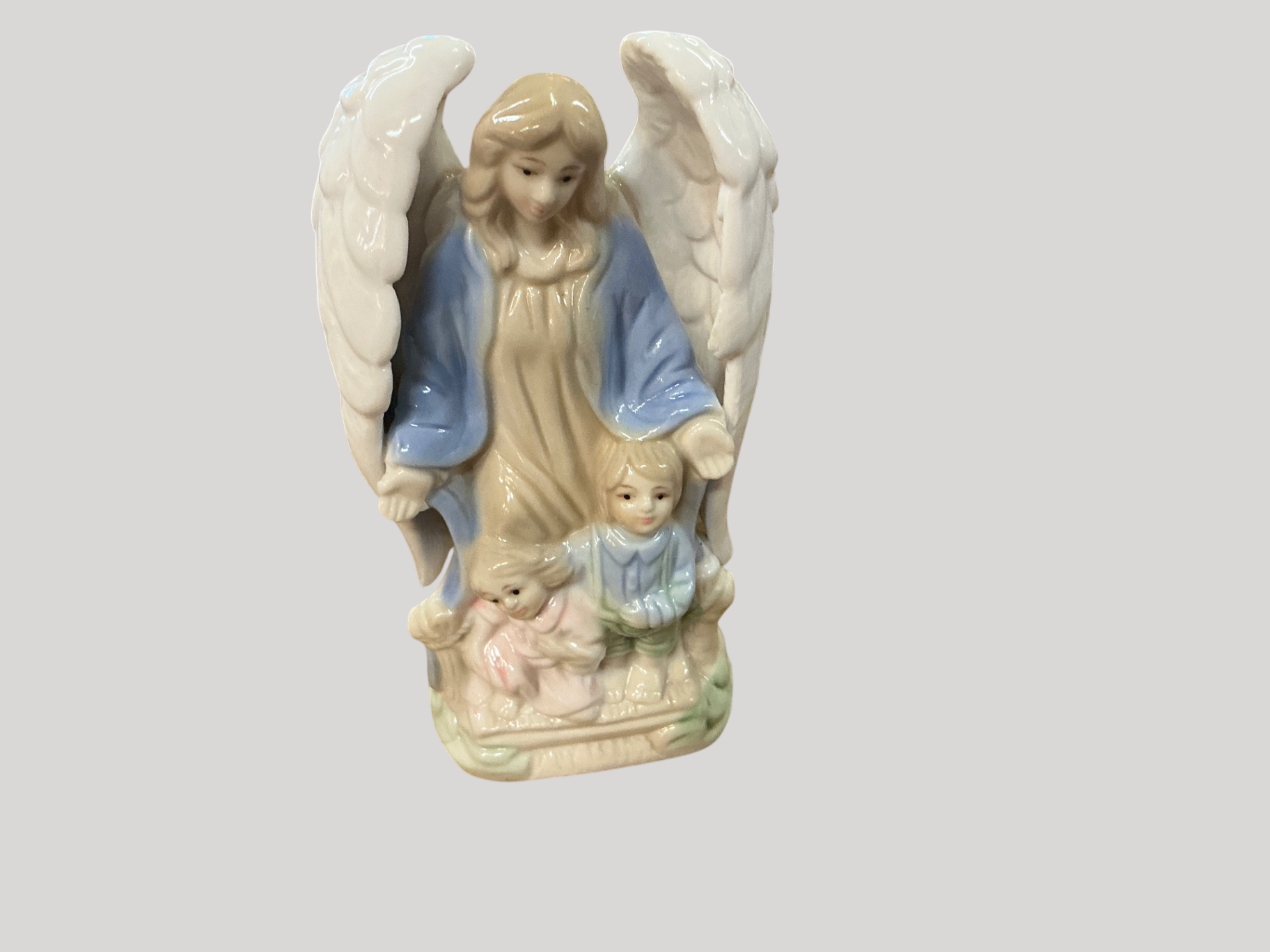 Guardian Angel with Children Porcelain Figurine – Mid-Century Japan Import