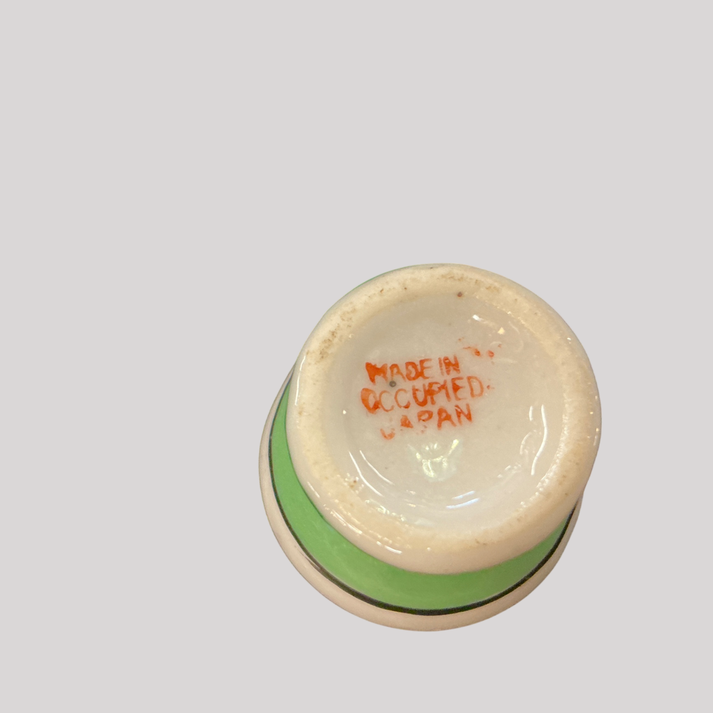 Made in Occupied Japan” Miniature Green and White Hand-Painted Porcelain Vase