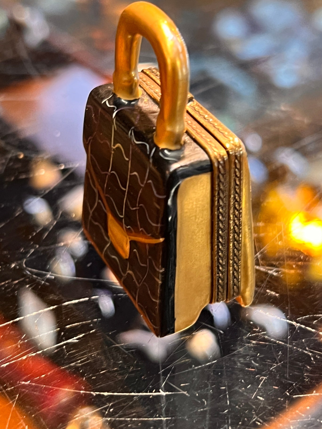 Chamart Limoges France Hand-Painted Porcelain Purse Box with Shoe Inside