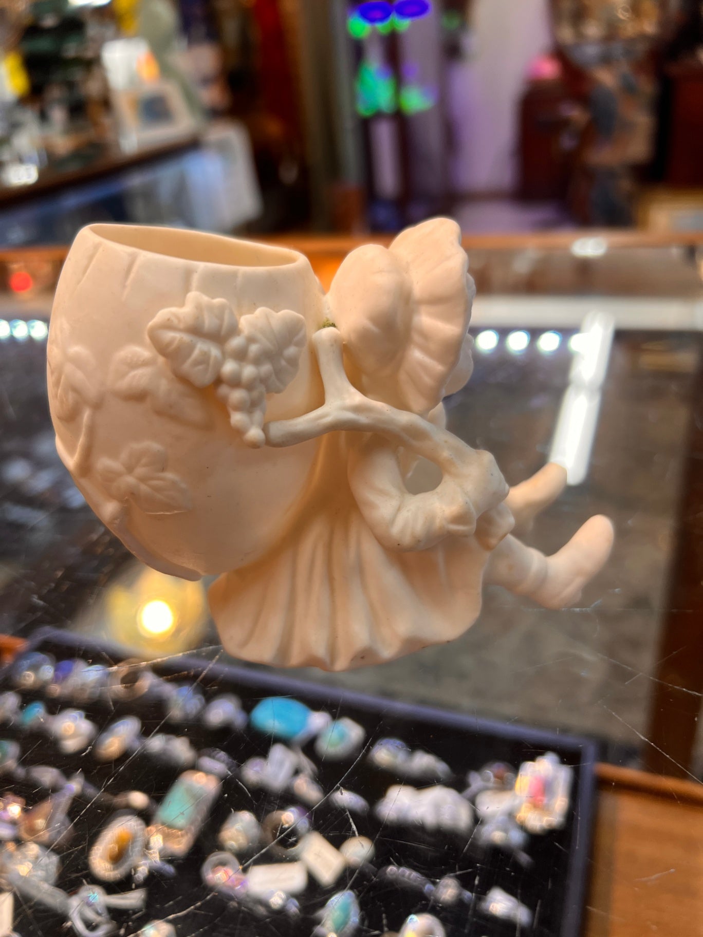 Vintage Ardalt Lenwile China “Verithin” Bisque Planter — Boy with Rabbit and Tree Stump