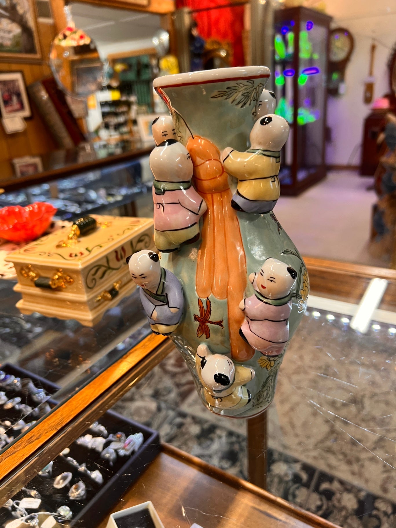 Vintage Chinese Porcelain “Boys at Play” Vase – Hand-Painted Famille Rose, Marked