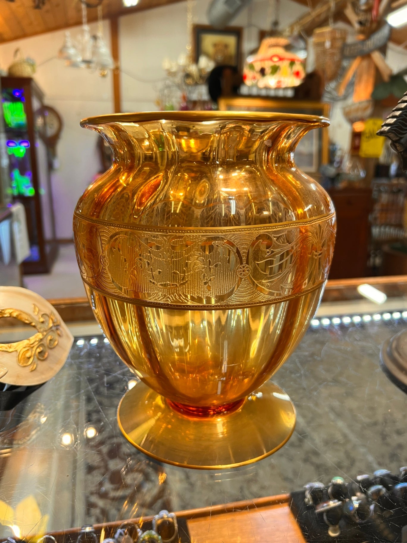 Amber Carnival Glass