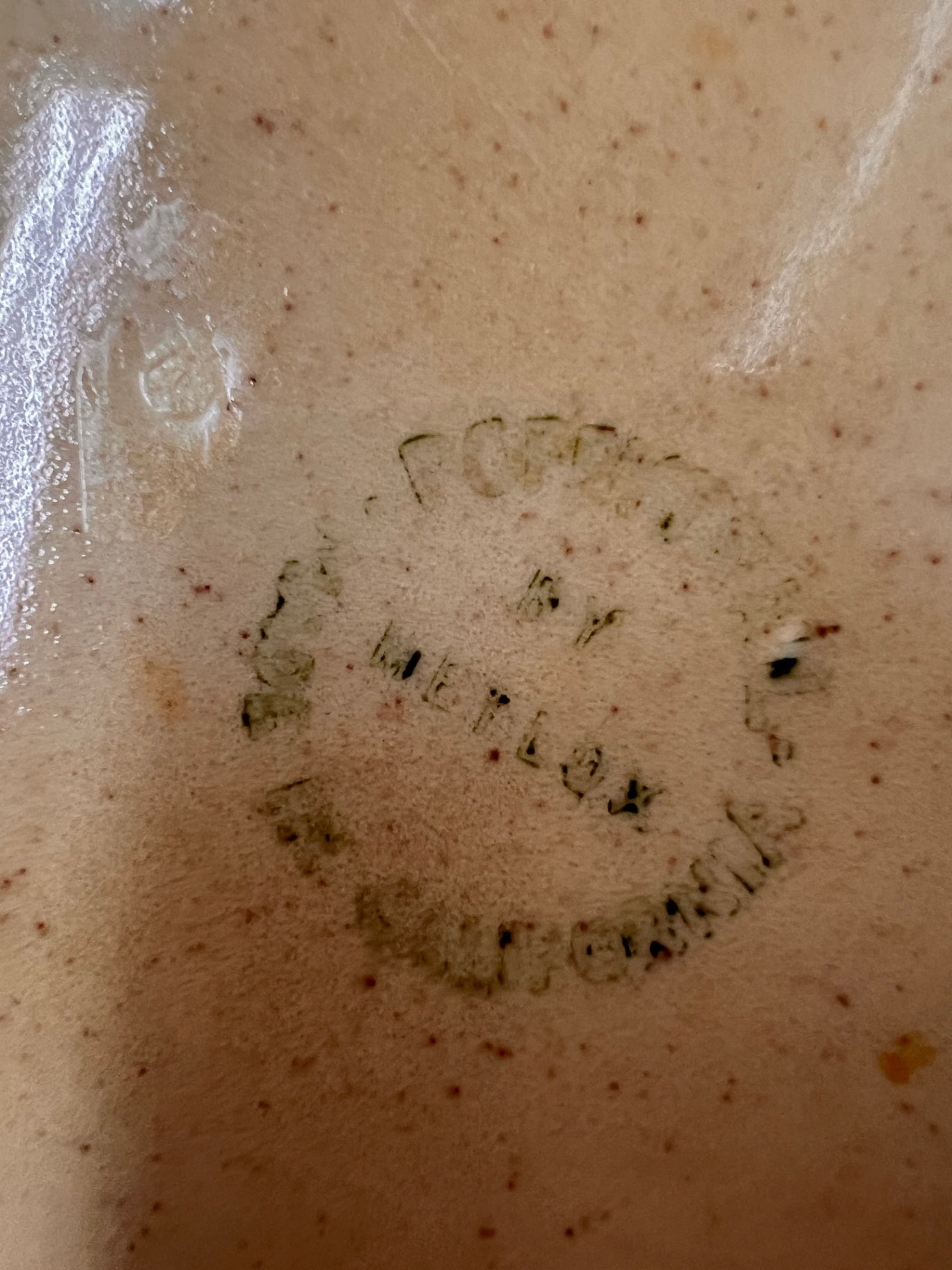 Vintage Metlox California Pottery Lidded Box – Hand-Painted Floral Design with Green Ceramic Handle