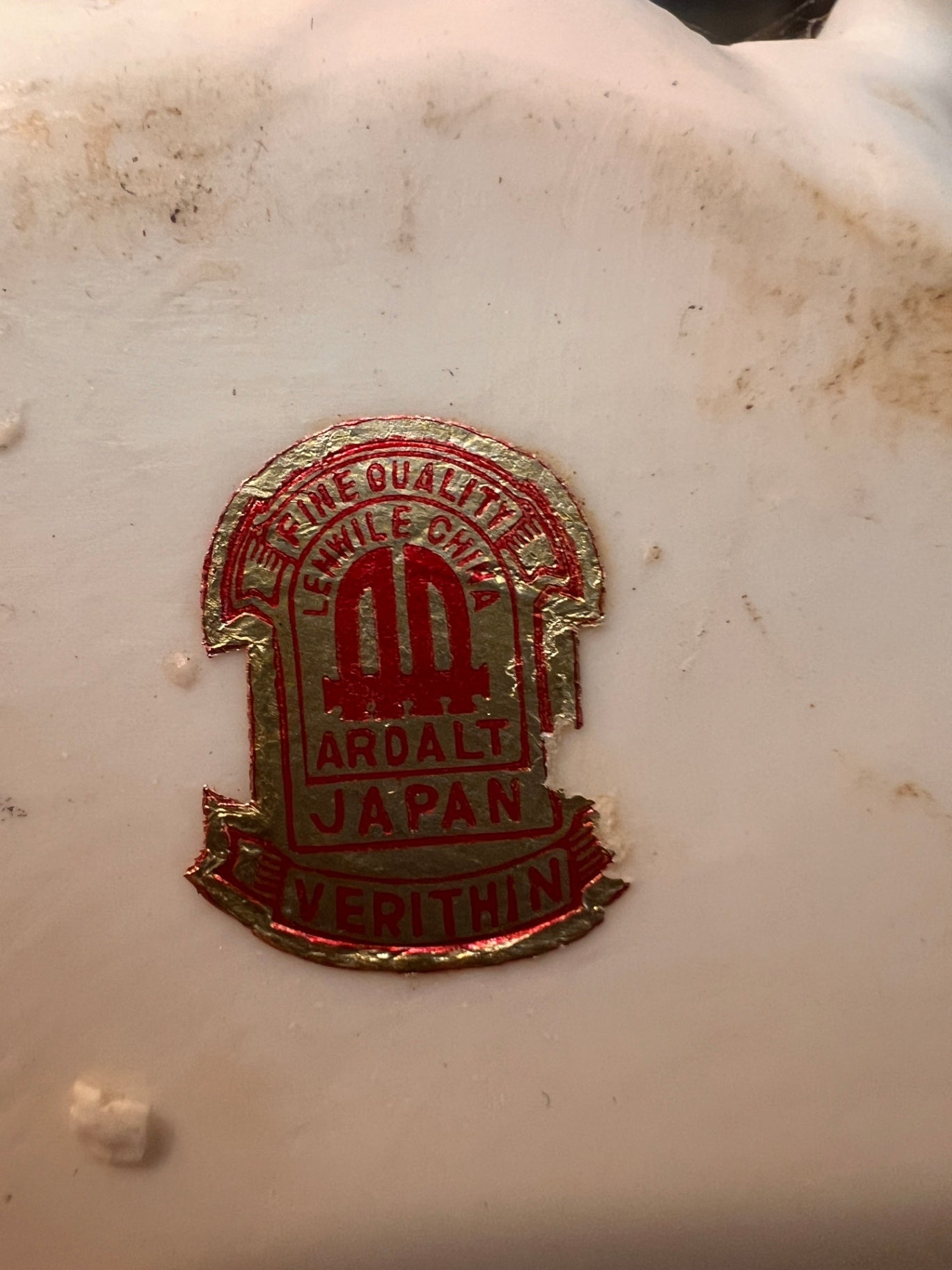 Vintage Ardalt Lenwile China “Verithin” Bisque Planter — Boy with Rabbit and Tree Stump