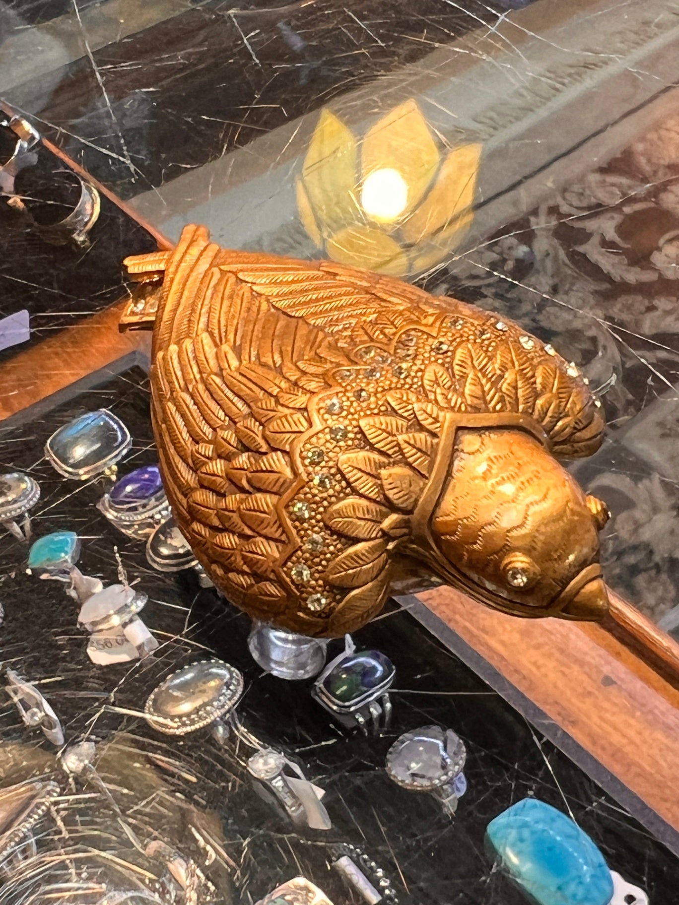 Perebi Limited Edition Gilt Metal Bird Sculpture