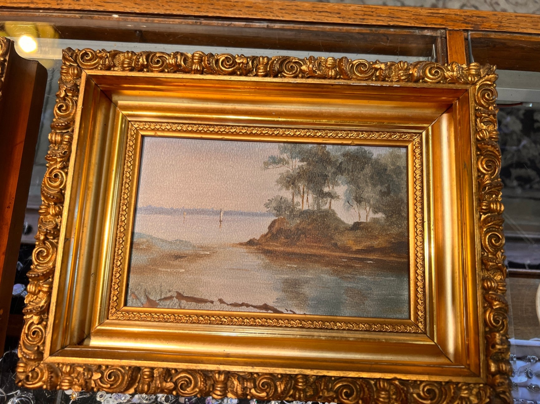 Original Landscape Painting by F. L. Bowie – Late 19th to Early 20th Century, Gilt Frame