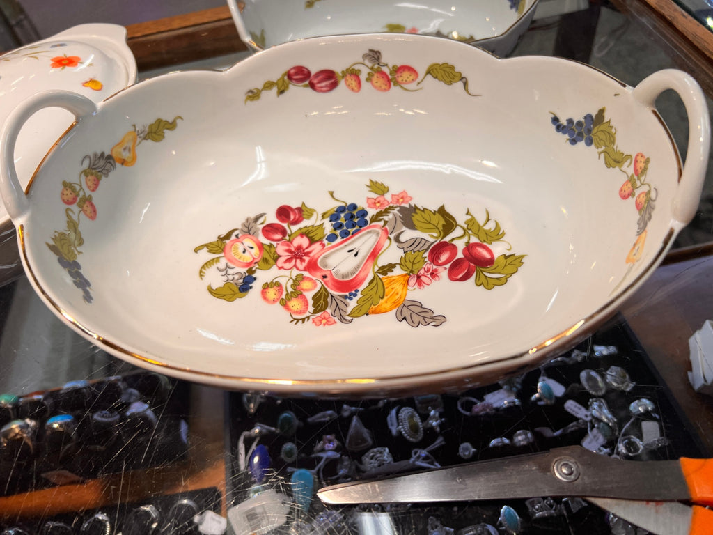 GARDEN OF EDEN Oval Handled Bowl 11" length By Georges Briard Original piece