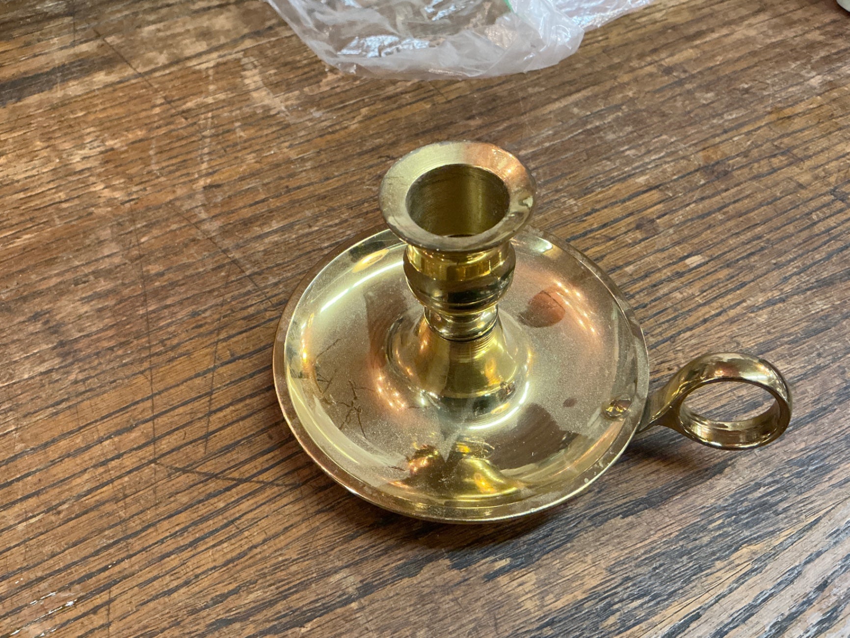 Vintage Brass Chamberstick Candlestick Holder – Colonial Style