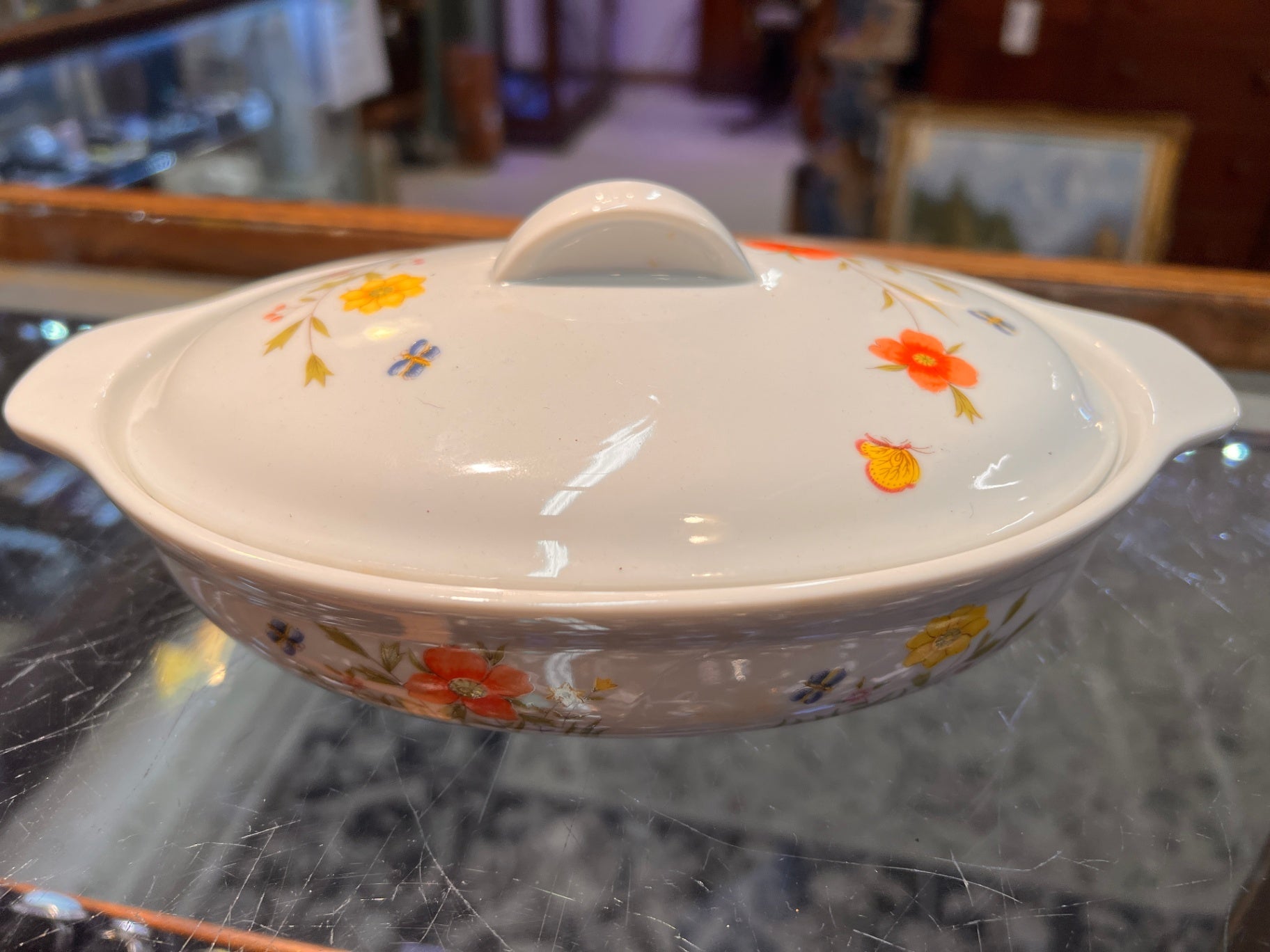 Country Flowers By Andrea 9230 Small Casserole Cookware Dish With Lid