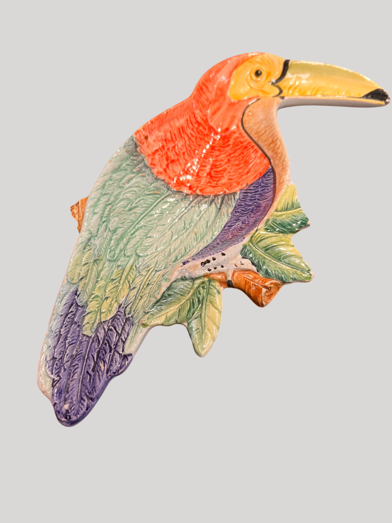 Vintage Italy Ceramic Toucan Bird Shaped Dish