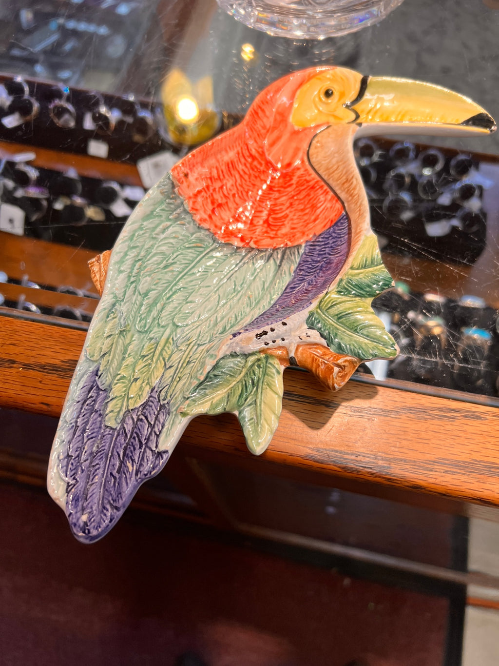 Vintage Italy Ceramic Toucan Bird Shaped Dish