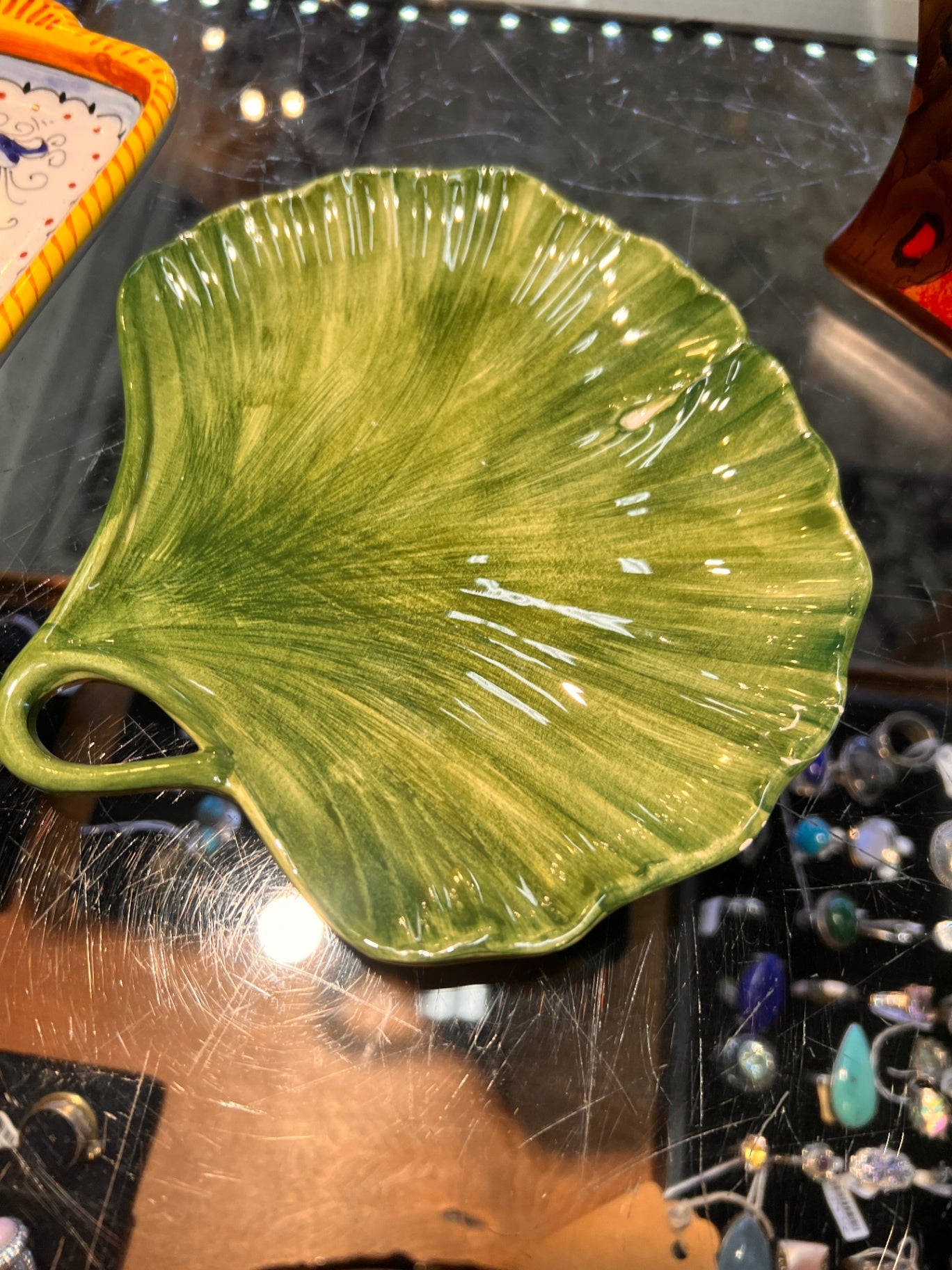  Vietri of Italy - Ginkgo Green Palm Leaf Salad Plate - Hillsborough Inc