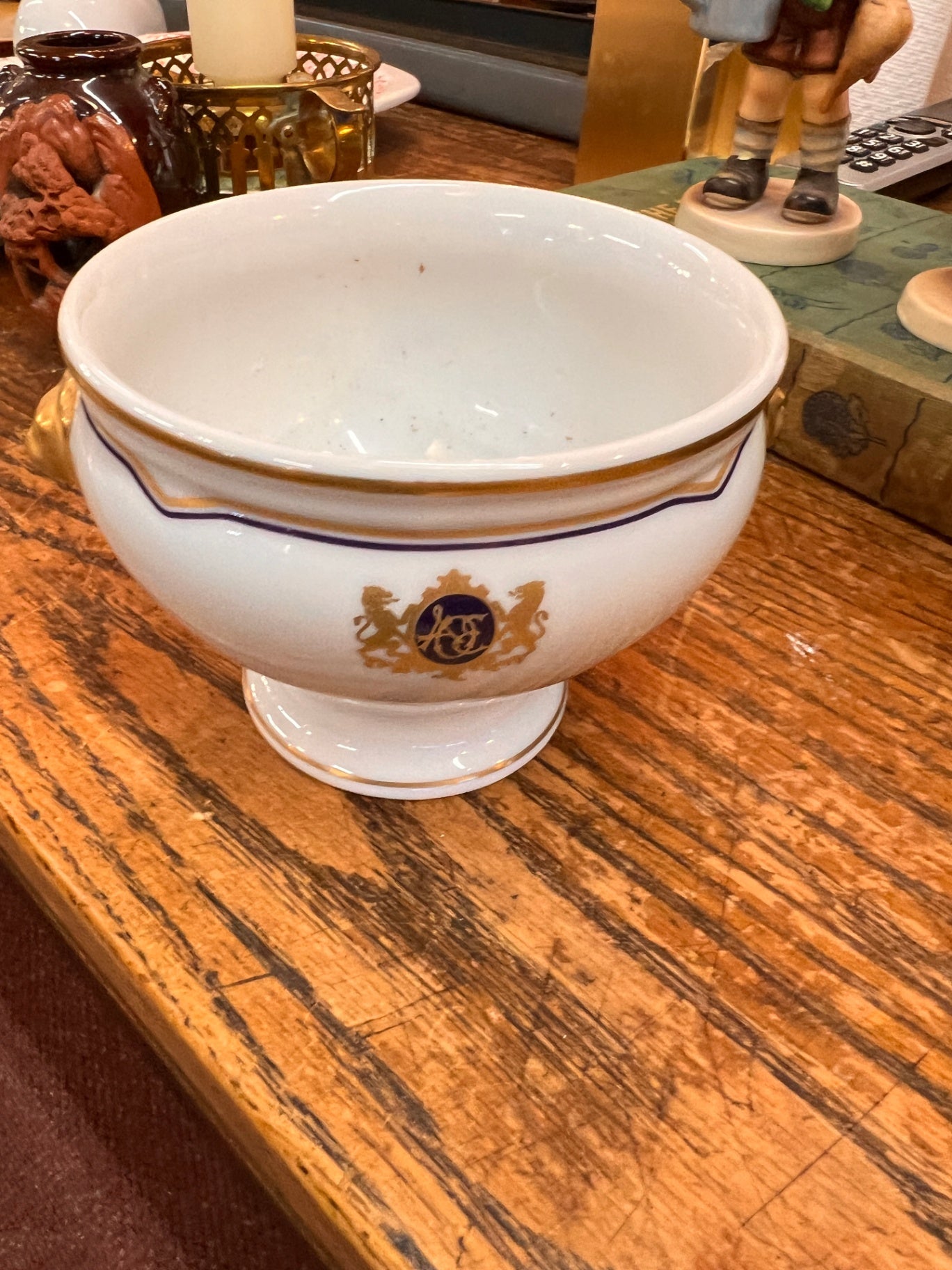 Vintage Paris Style Gold Lion Head Footed Soup Bowl