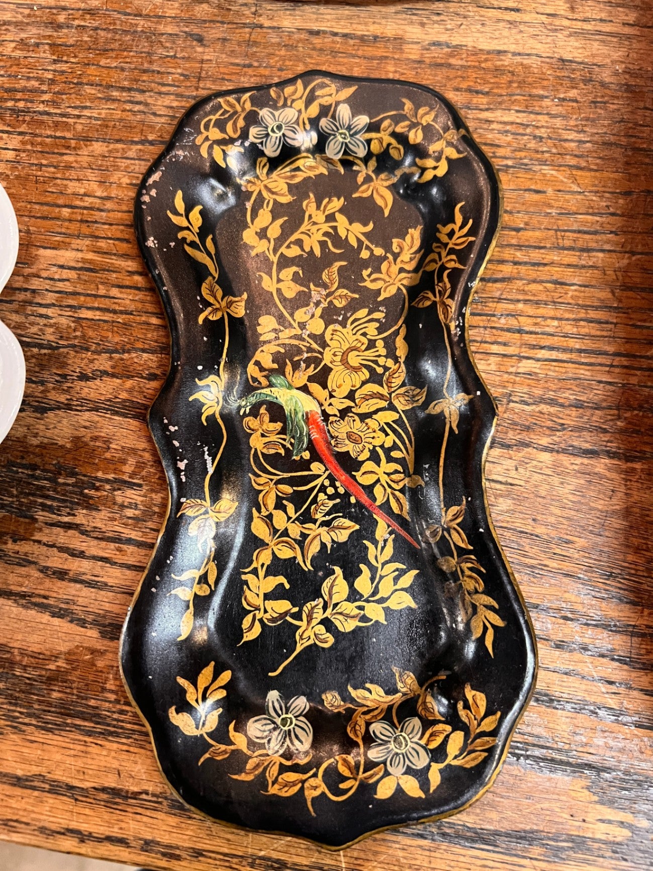 Small French Floral Painted Toleware Metal Vanity Tray