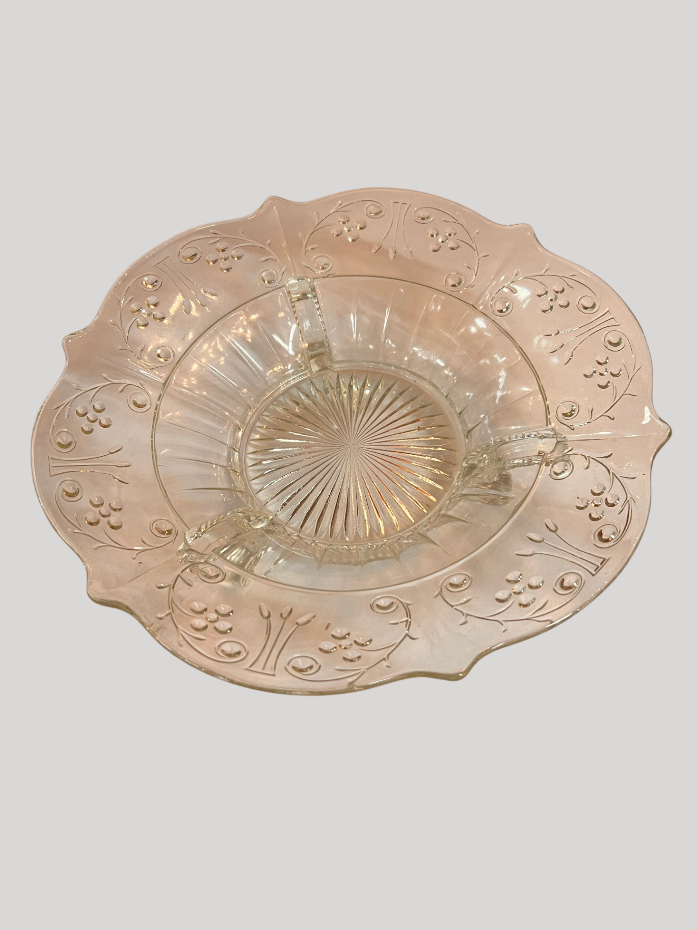 Vintage 10 1/2" Clear Glass Footed Fruit Bowl