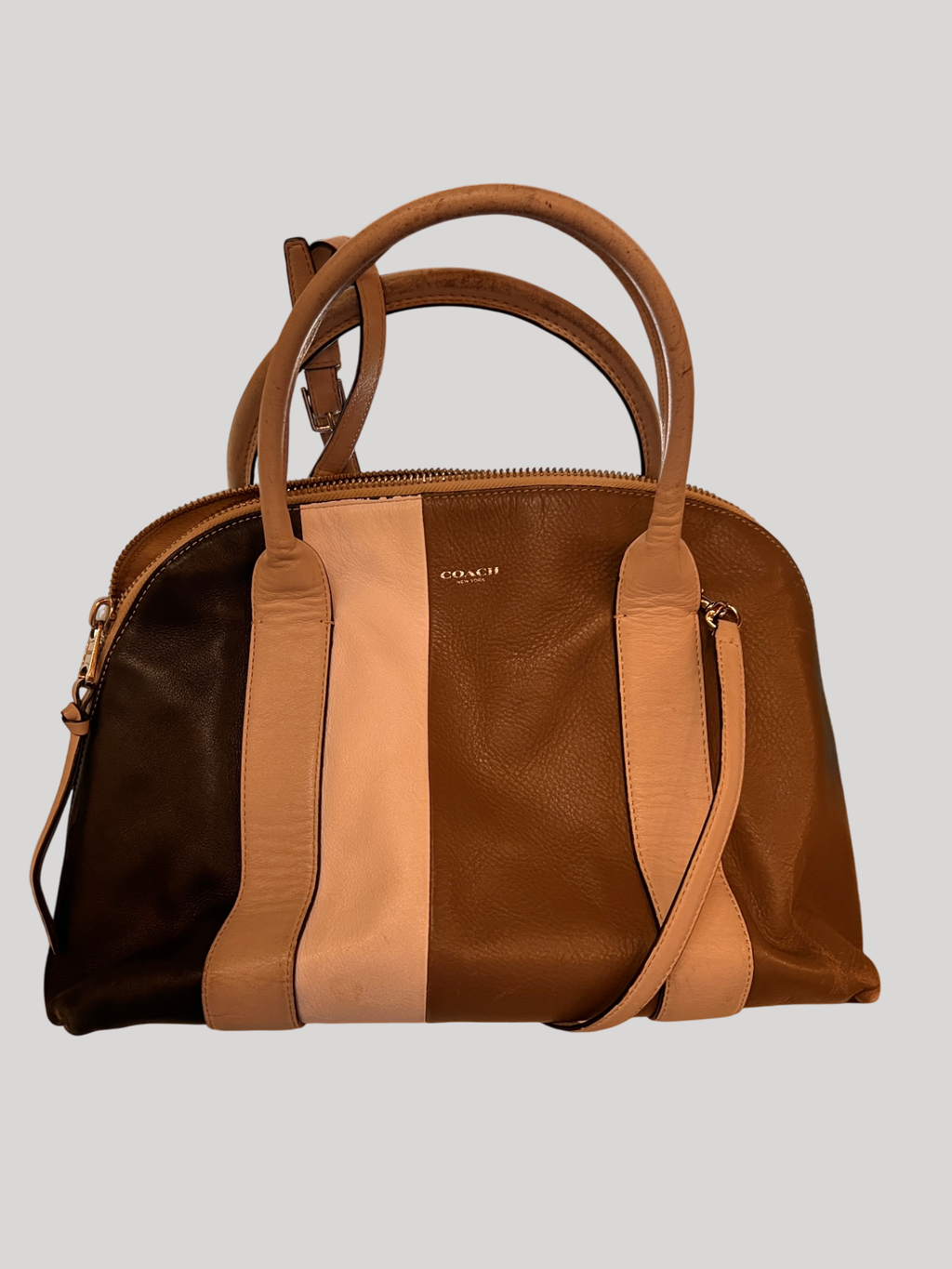 Coach “Sabrina” Color‑Block Leather Satchel