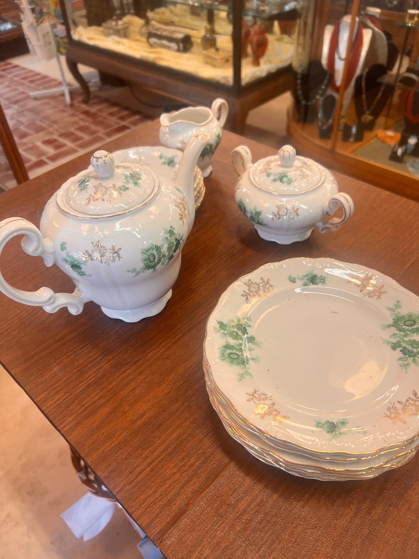 Made In Japan Floral Tea Set With Gold Accents