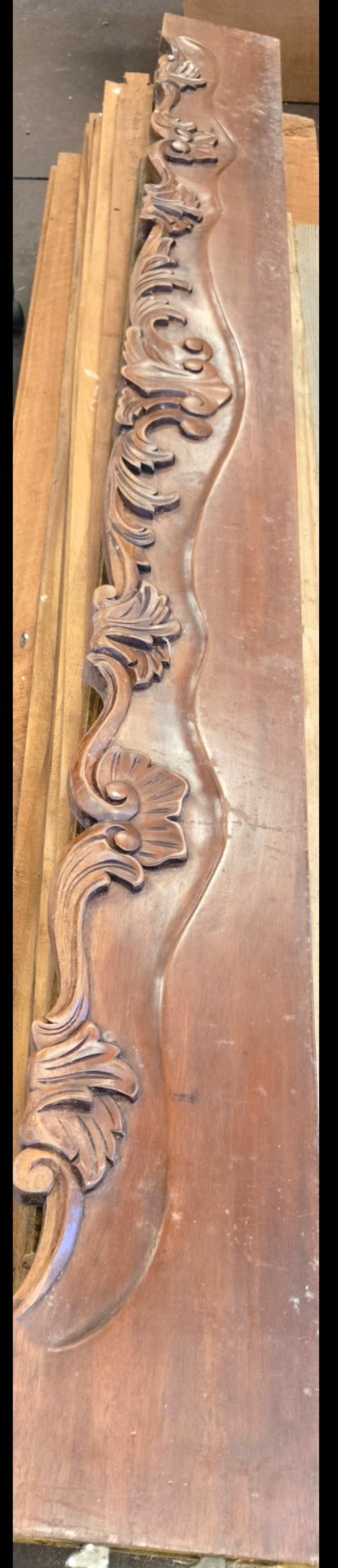 Walnut Carved Wood Headboard, Footboard, Side Rails Furniture King Size Very Good Imported